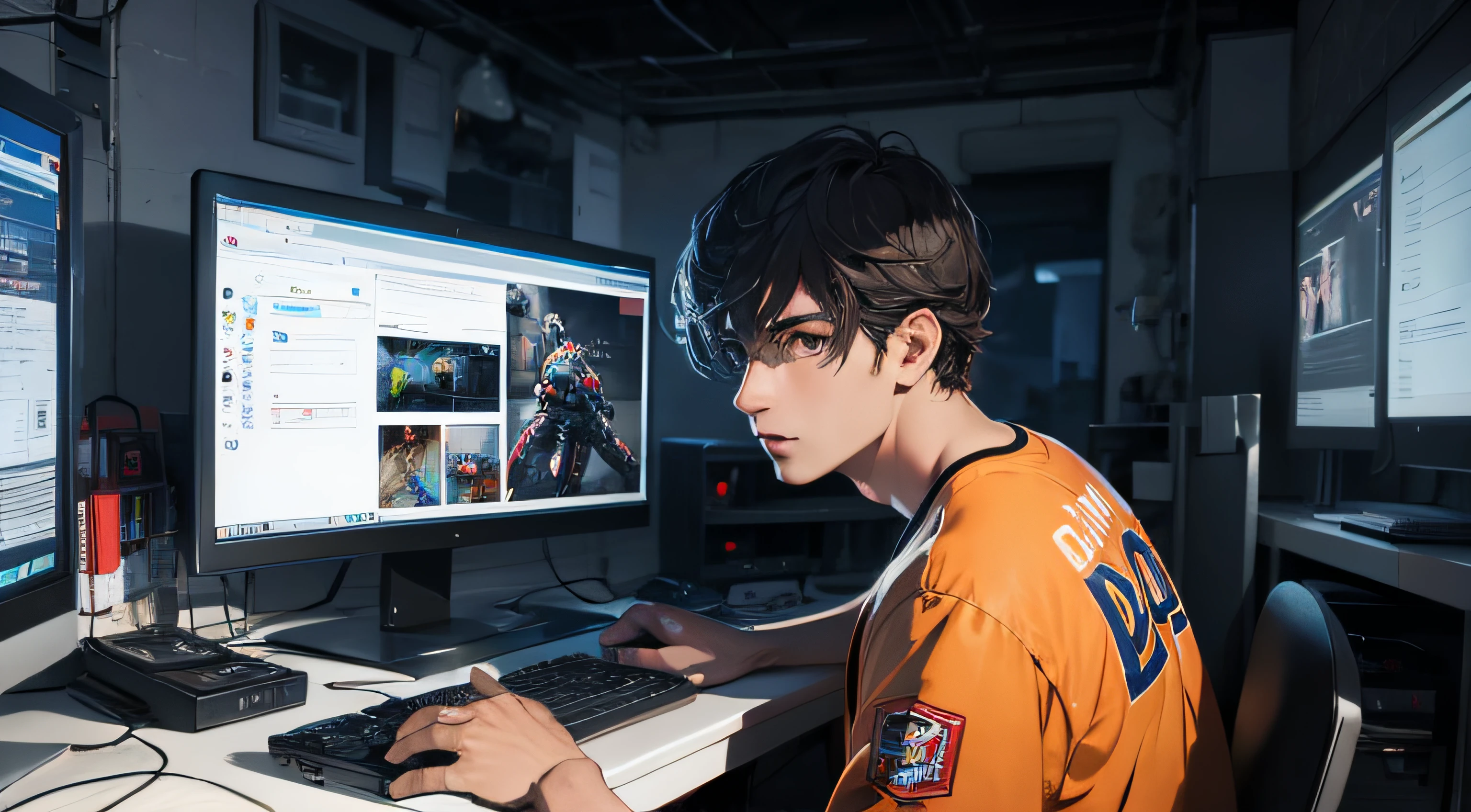 homem mechendo no computador gamer --auto