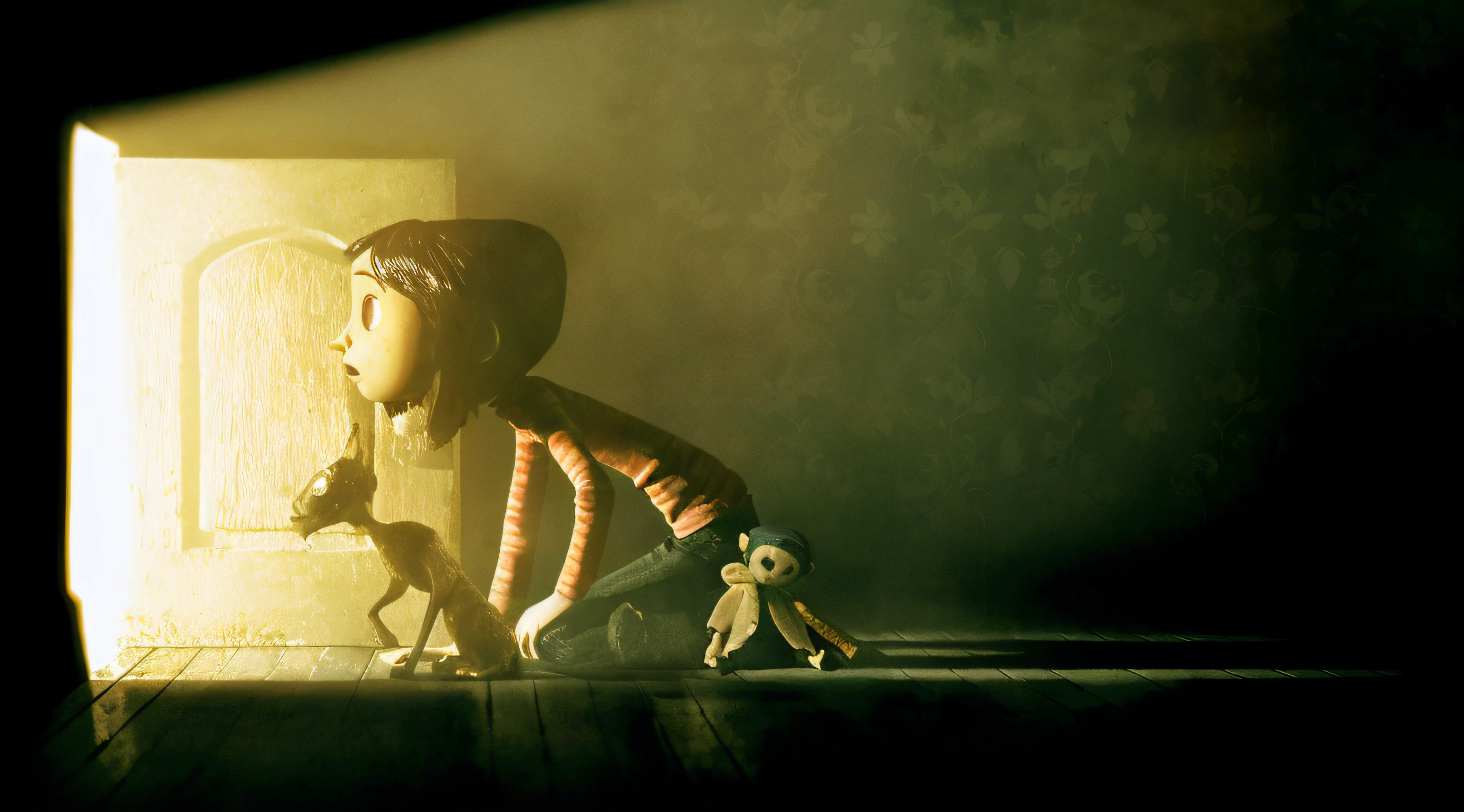 there is a that is sitting in the dark, coraline, still from animated horror movie, the'other mother'from'coraline ', animated film still, animated film, animation film still, laika films, laika, anton semenov, animated movie shot, animated movie scene, animated movie still, kinematics", animated cinematography --auto