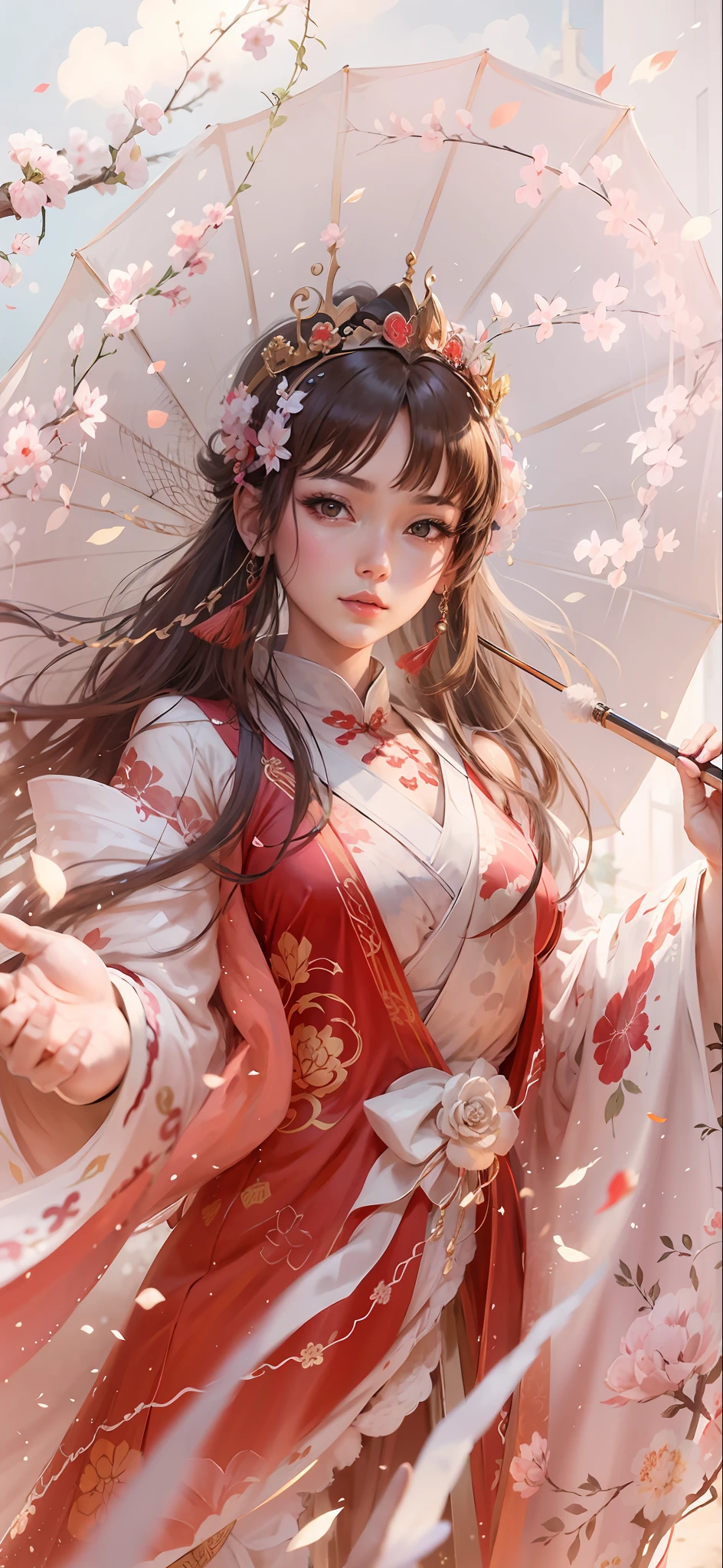 painting of a woman in a kimono dress holding a parasol, Beautiful character painting, Royal Palace , A girl in Hanfu, a beautiful fantasy empress, beautiful anime woman, ancient chinese princess, by Yang J, a beautiful anime portrait, beautiful and seductive anime woman, a beautiful artwork illustration, Beautiful anime girl, ((a beautiful fantasy empress)), Chinese girl, Guviz