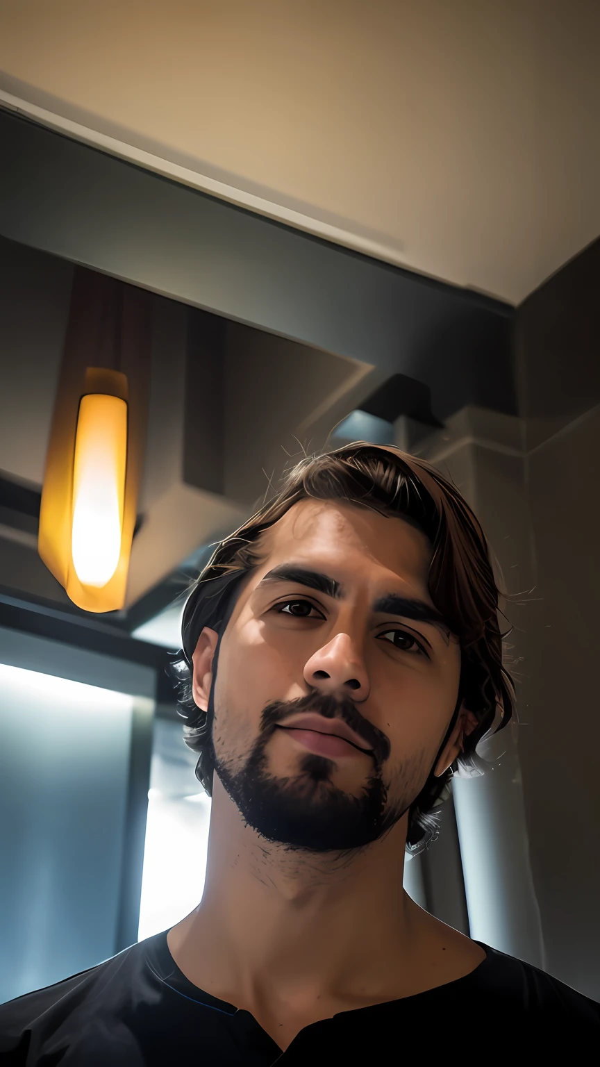 Homem com barba e sem camisa olhando para cima, 2 7 anos, 2 8 anos, 2 3 anos, 2 2 anos, 2 9 anos, 2 4 anos, em torno de 1 9 anos, 21 anos, mateus 9 5, andres rios, 18 anos, foto de perfil headshot, 25 anos com barba sutil vestindo N7Armor em uma floresta, lighting dramatic, armadura de fibra de carbono, realista, detalhes realistas da pele, papel de parede, intrincado, sharp foc, ray tracing, RTX, profissionalmente cor classificada, fotografia profissional, obra-prima, ultra detalhado, alta qualidade, melhor qualidade, 4k, 8k, cru