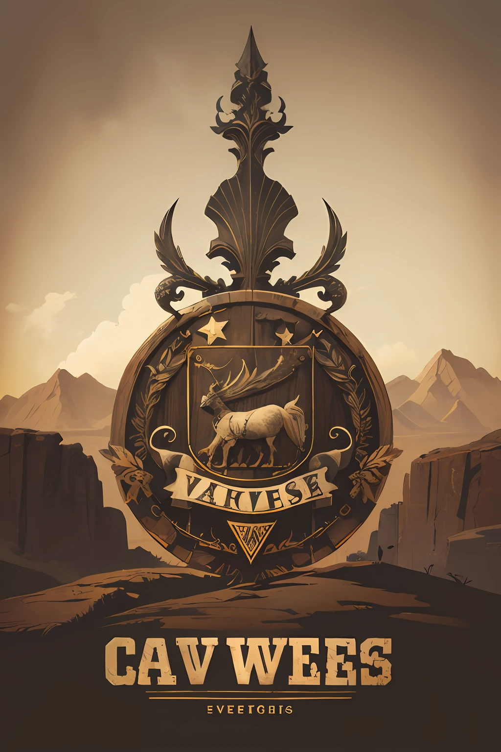 Logotipo de cavalo vetorial, silhuetas, vetorial, Wild West Stile, Faroeste, moldura redonda, cinematographic, geometrical forms, cores escuras, rock and roll