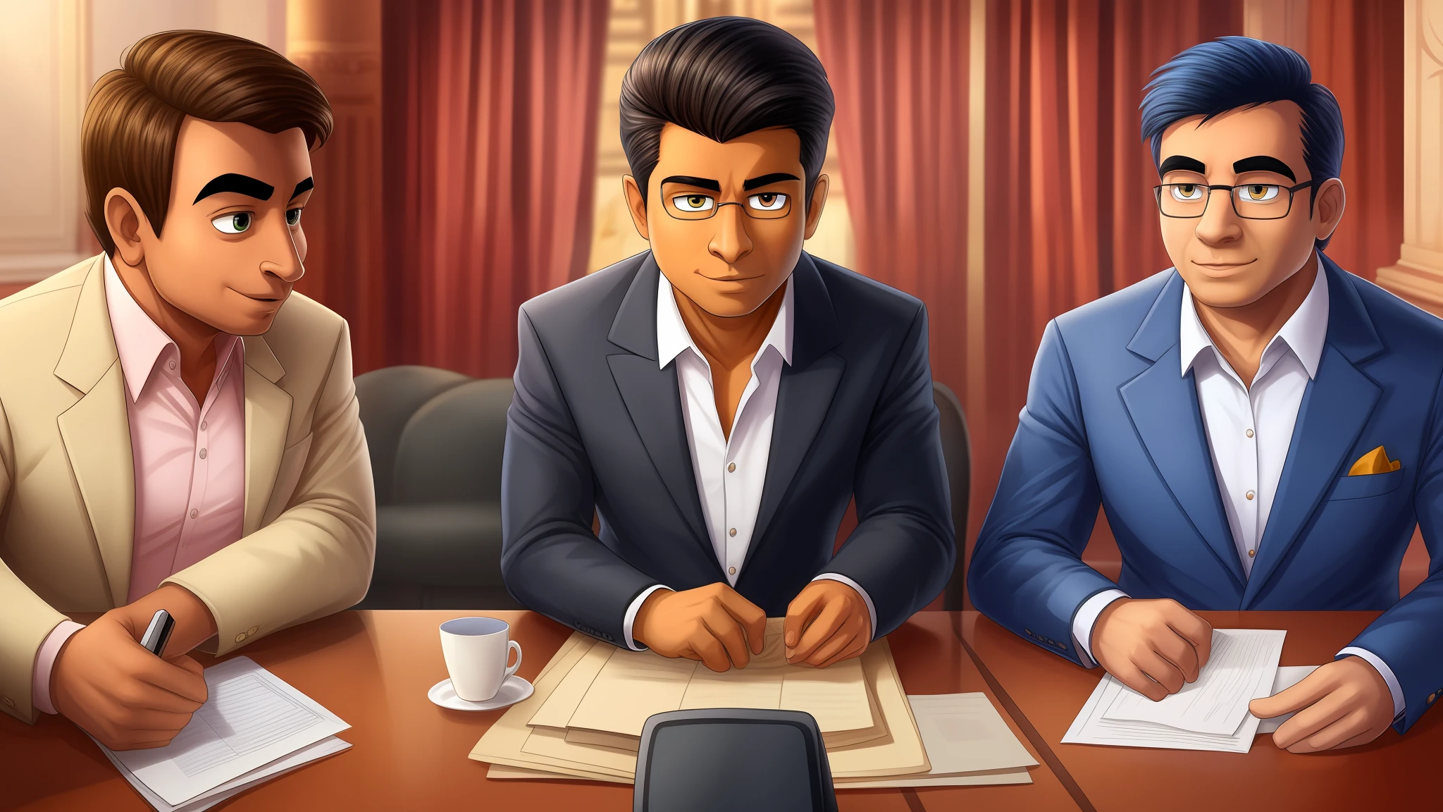 A indian businessman rich man in cartoon