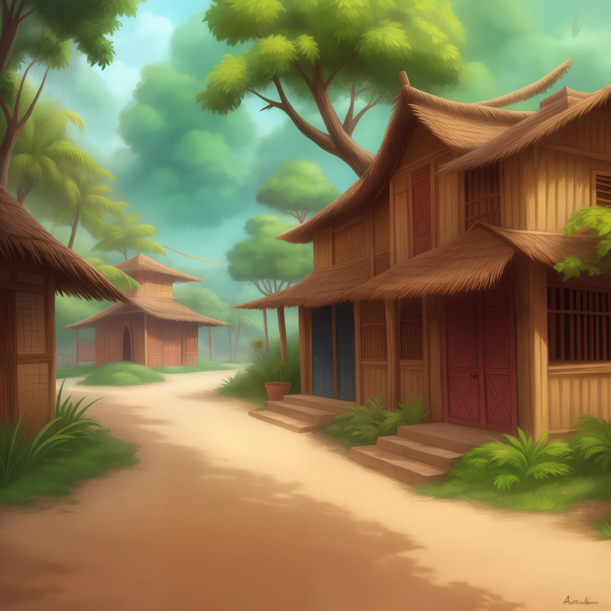 A indian village in cartoon