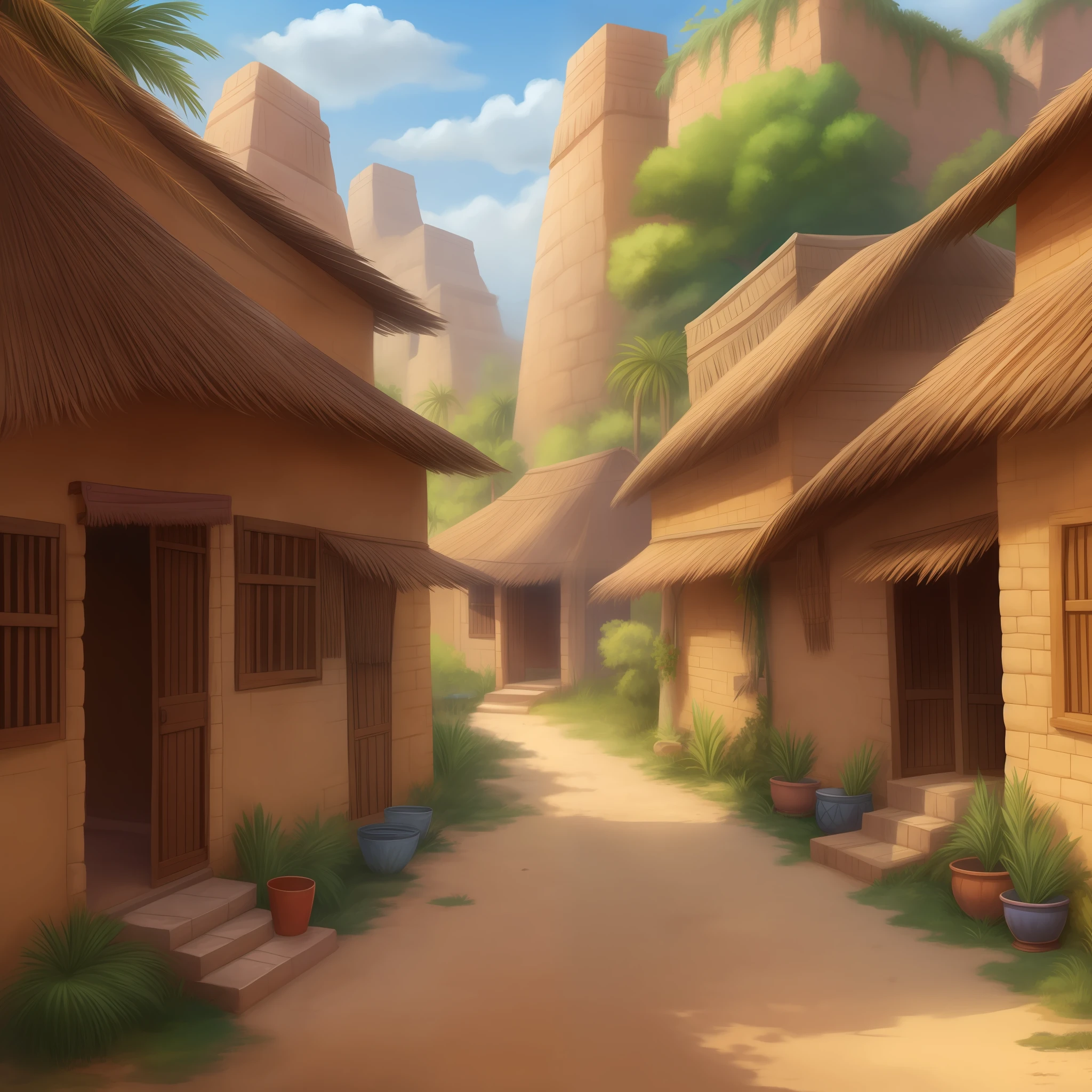 A indian village in cartoon