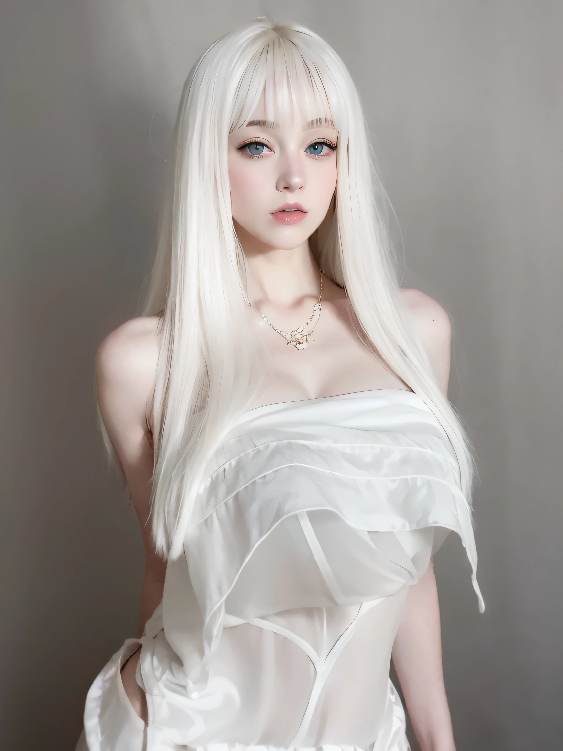 Golden Woman,Long white hair and blue eyes pose for photos, White Very Long Hair, Long white hair and bangs, pale milky white porcelain skin, with long white hair, pale porcelain white skin, Porcelain white skin, white long straight hair, Girl with white hair, white hime cut hairstyle, pale young ghost girl, Perfect white haired girl, White long hair