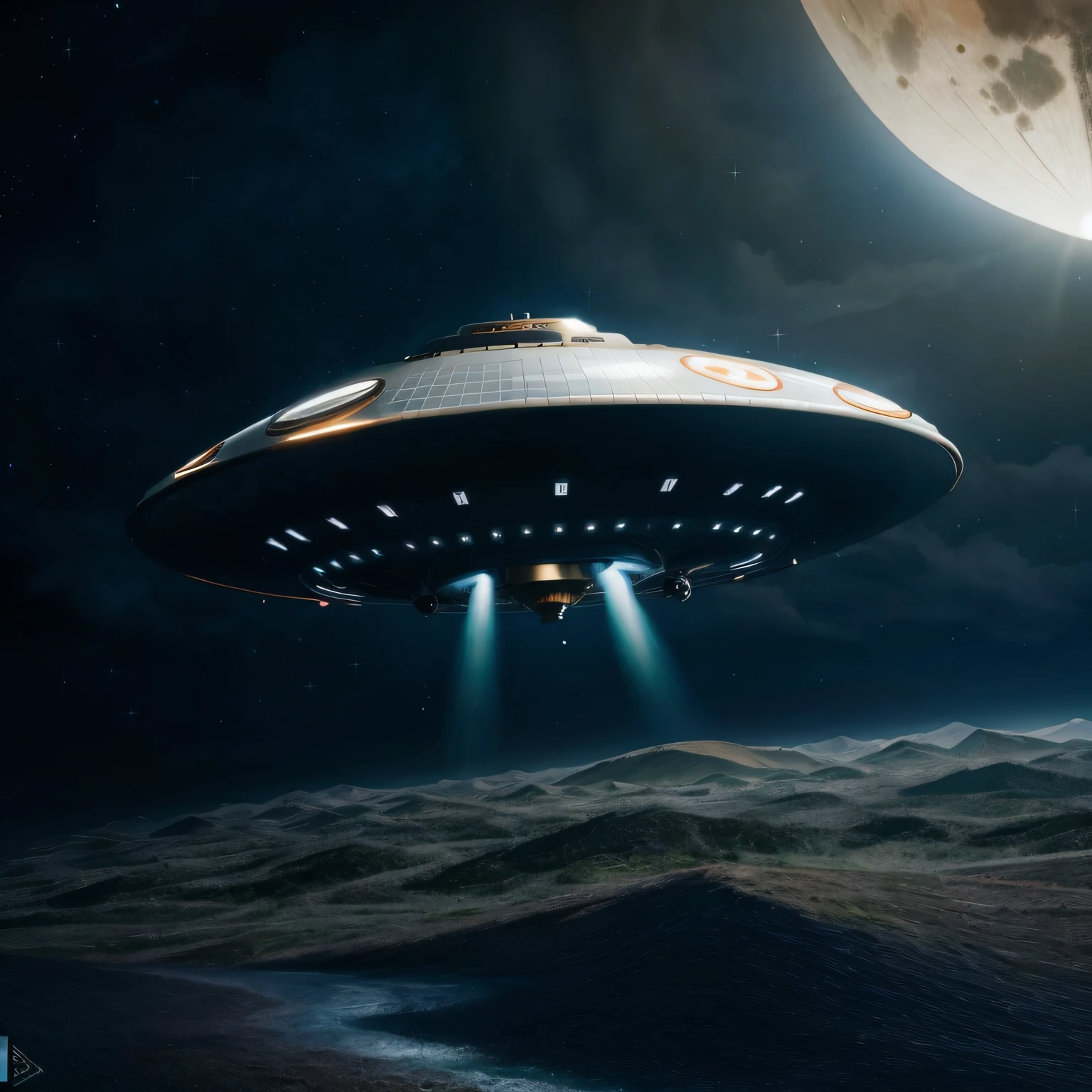 disco voador em orbita da lua