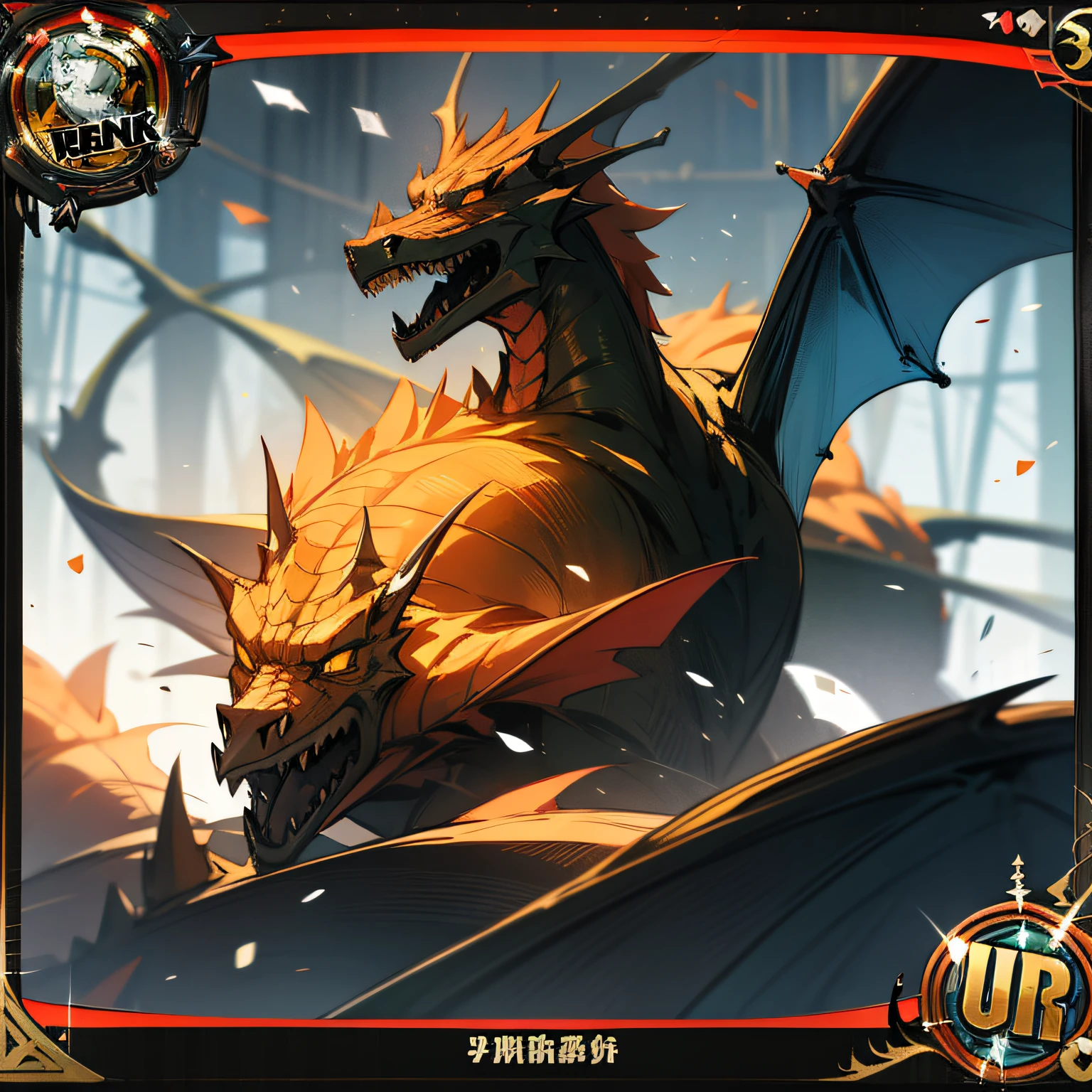 Card games,Back frame,Bronze dragon border,There is no content in the middle --auto