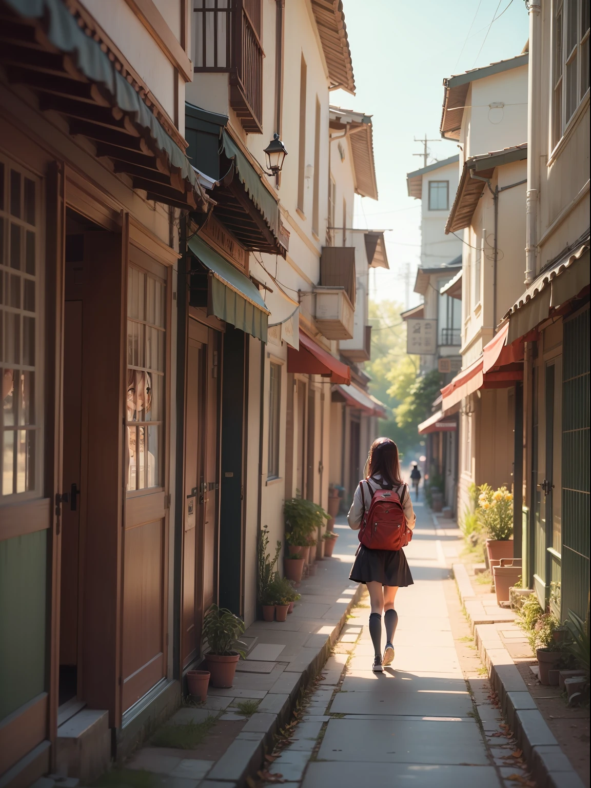 It depicts a young girl eager to embark on an adventurous journey.。