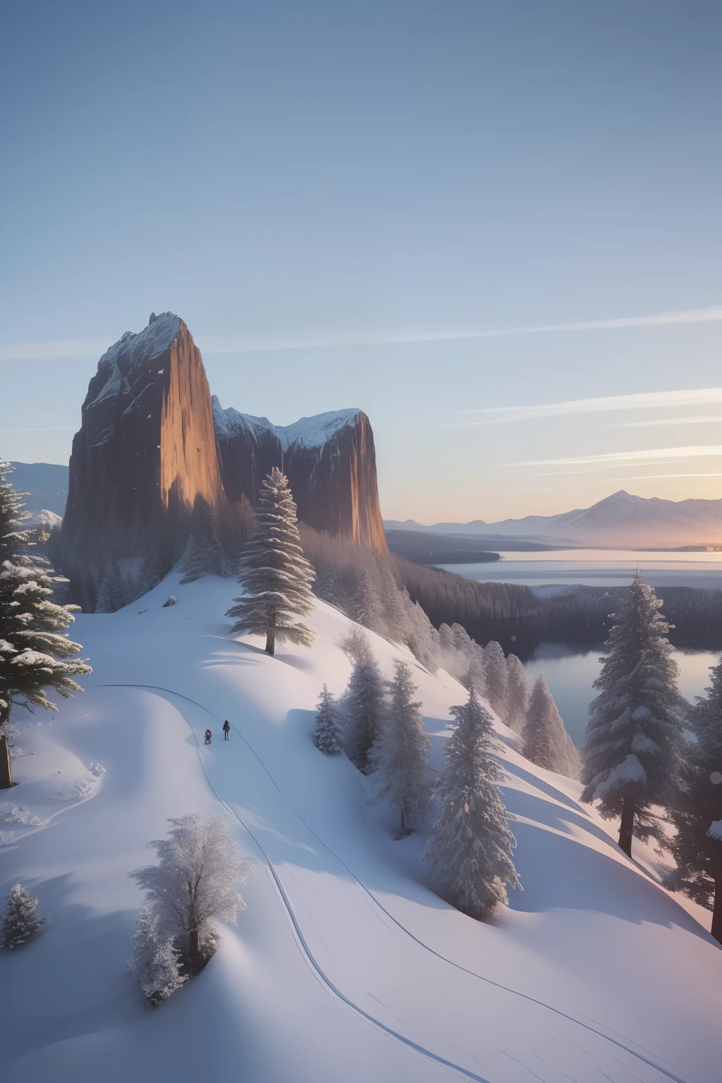 (64k, UHD, RAW photo, best quality, masterpiece:1.4), (realistic, photo-realistic:1.37), ultra high res, photon mapping, absurd Res, (intricate details:0.2), 3/4 body photo of 20 y.o girl, tree, snow, solo, outdoors, water, mountain, large breasts, microbikini, short hair, angled bob haircut, scenery, winter, lake, (looking at away:1.2), day, sky, reflection, (vulvashaped:1.35), (((erectnipples))), (((erect nipple))), ((ultra-detailed background)), (detailed female pbuic hair:1.4), ((realistic 3D)), (((CGI))), (((C4D))), (SFW:1.35)