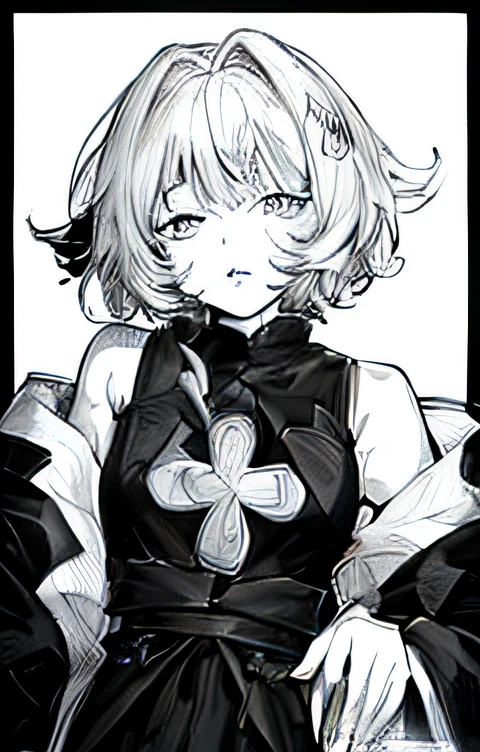 a drawing of a girl with a big hair and a dress,Cute sexy pure desire, lineart, thick black lineart, thick lineart, intense line art, line art!!, clean lineart, perfect lineart, bold lineart, clean anime outlines, extremely fine ink lineart, simple lineart, demon slayer rui fanart, Line sketch!!, black and white line art