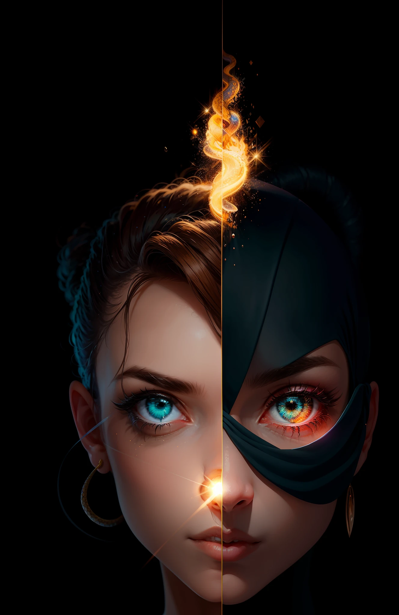((melhor qualidade)), ((obra-prima)), ((realista)), pleideana, corpo inteiro, Hair is made up of numerous small snakes, olhos azuis, rosto feminino, tampo esculpido em ouro, aura real, trending on ArtStation, sharp foc, Studio photo, detalhe intrincado, muito detalhado, olho detalhado, illustration, muito detalhado, sharp foc, digital render, profissional, 4k