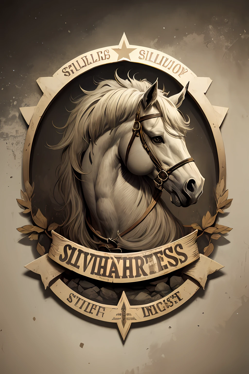 Logotipo de cavalo vetorial, silhuetas, vetorial, Wild West Stile, Faroeste, moldura redonda, cinematographic, geometrical forms, cores pretas, Rock and roll