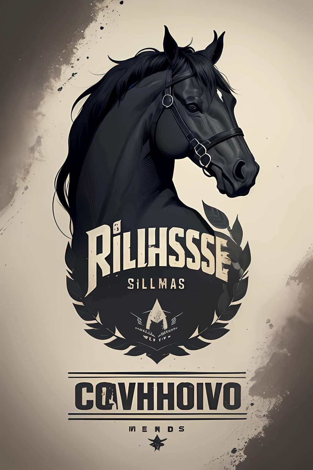 Logotipo de cavalo vetorial, silhuetas, vetorial, Wild West Stile, Faroeste, moldura redonda, cinematographic, geometrical forms, Preto e branco, Rock and roll