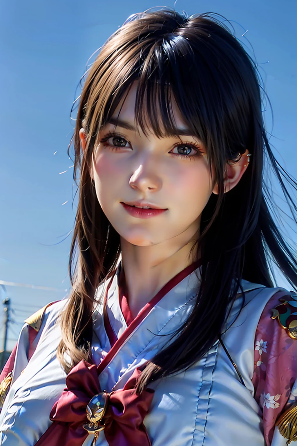 （high resolucion：1.3）， （8k， pphotorealistic， RAW photos， optimal quality： 1.4）， Japanese， （1girl huge large breasts），Shy girl， beatutiful face， （Realistic face）， （black har， short-cut hair：1.3）， Beautiful hairstyle， realisticeyes， beautiful details eyes， （Realistic skin）， Beautiful skins， Attractive， ultra-high-resolution， Ultra photo realsisim， highly - detailed， the golden ratio， plein-air， Tuuli，from from below， Pink floral print blouse