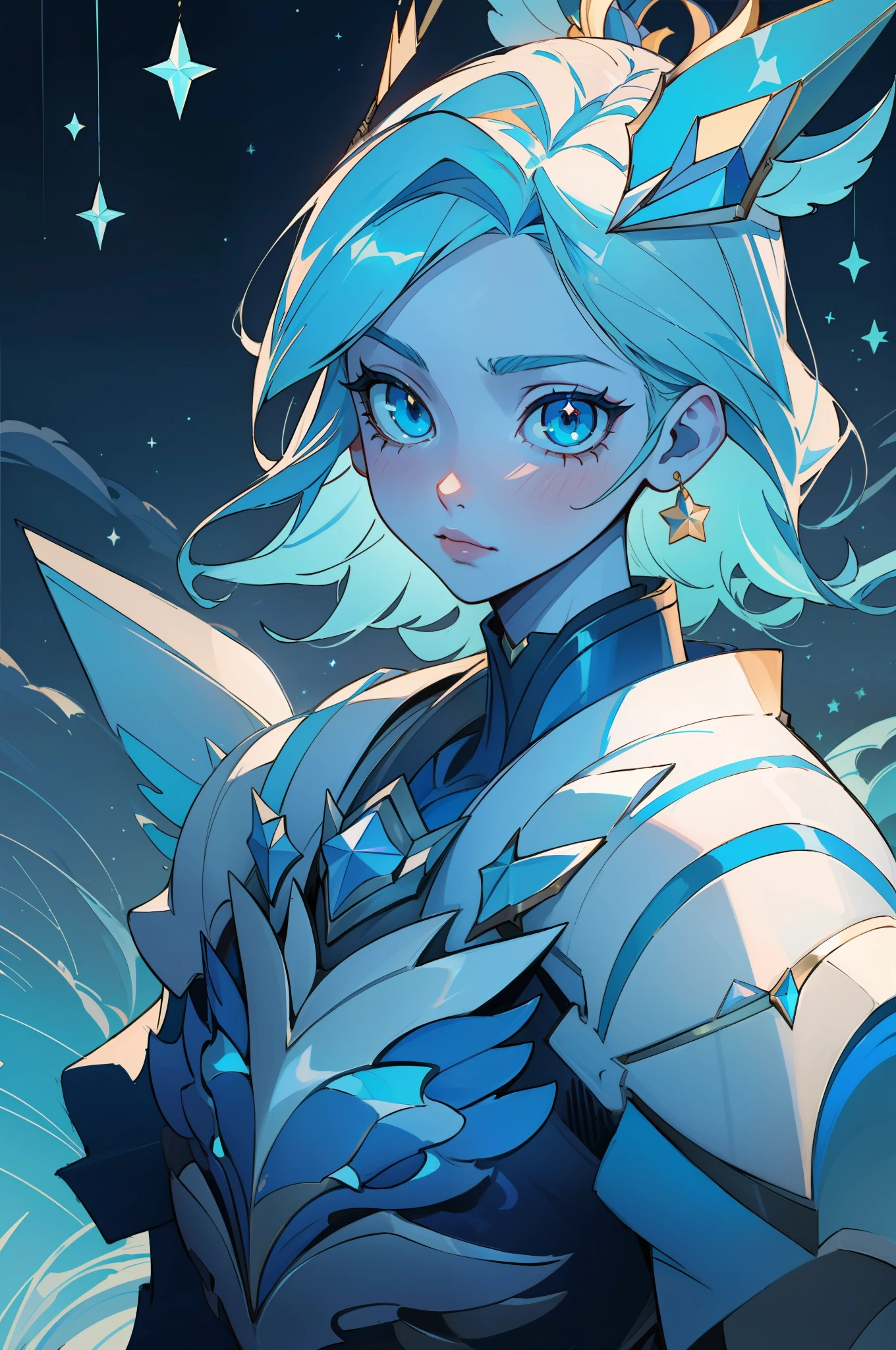 (masterpiece, best quality),  intricate details, 8k, artstation, sharp focus, 1girl, star guardian, league of legends, (cool color theme)