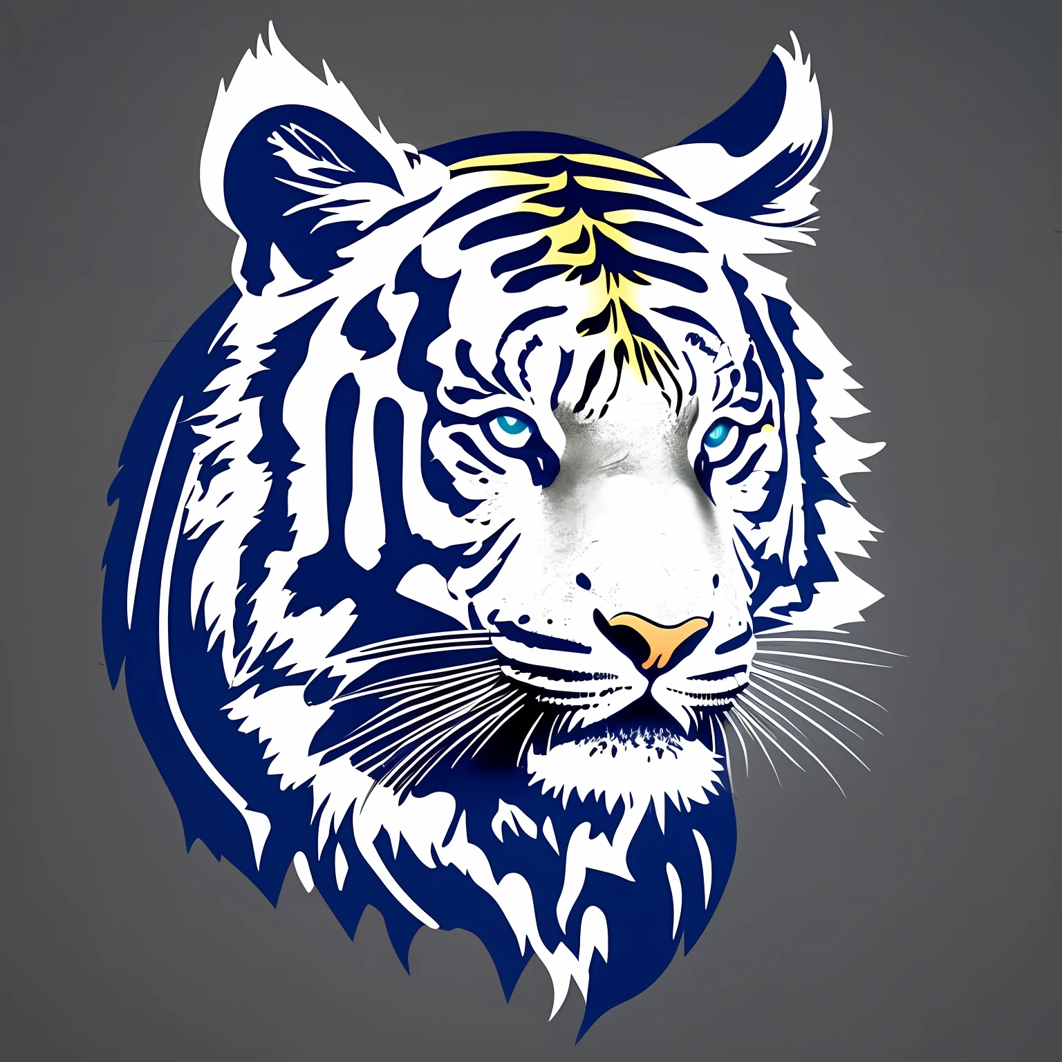 Logo with tiger text,Tiger Line Art Logo,Black and dark blue background,Bright blue,Minimal and pure — Tiger