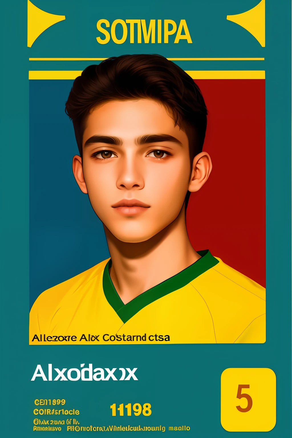 A brazilian ID card, realistic, named Alexandre Costa, date of birth November 10th 1998, Sao Paulo city.