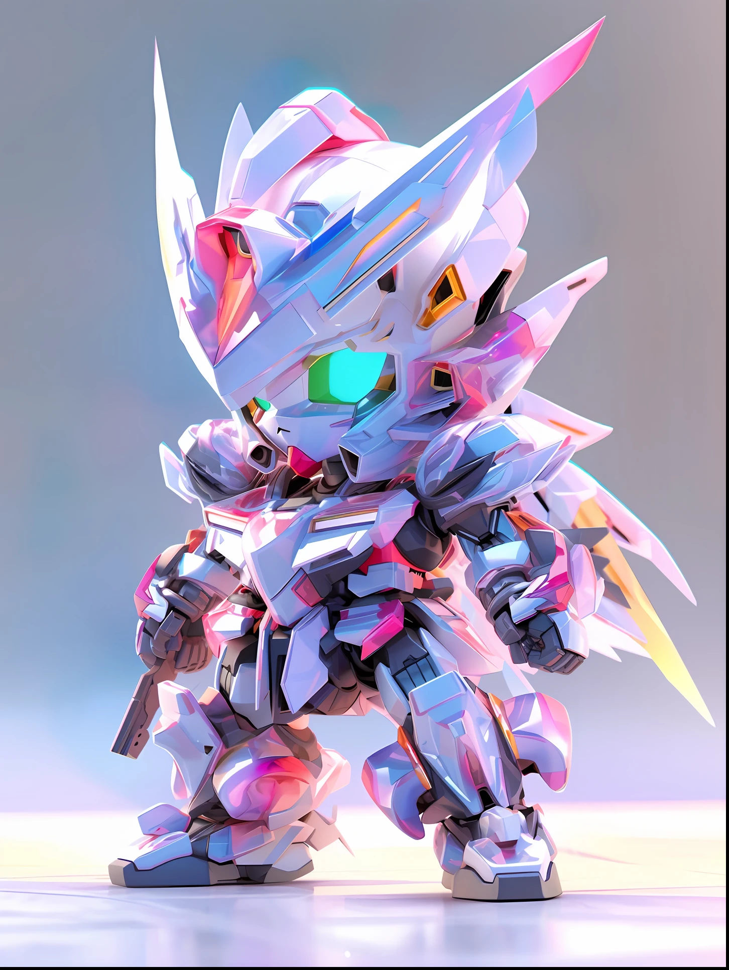 a close up of a robot with a gun on a white surface, cool mecha style, anime robotic mixed with organic, Best anime 4k konachan wallpaper, 4k highly detailed digital art, style of anime4 K, 3D digital art 4K, alexandre ferra white mecha, anime styled 3d, rendered in redshift, white mecha
