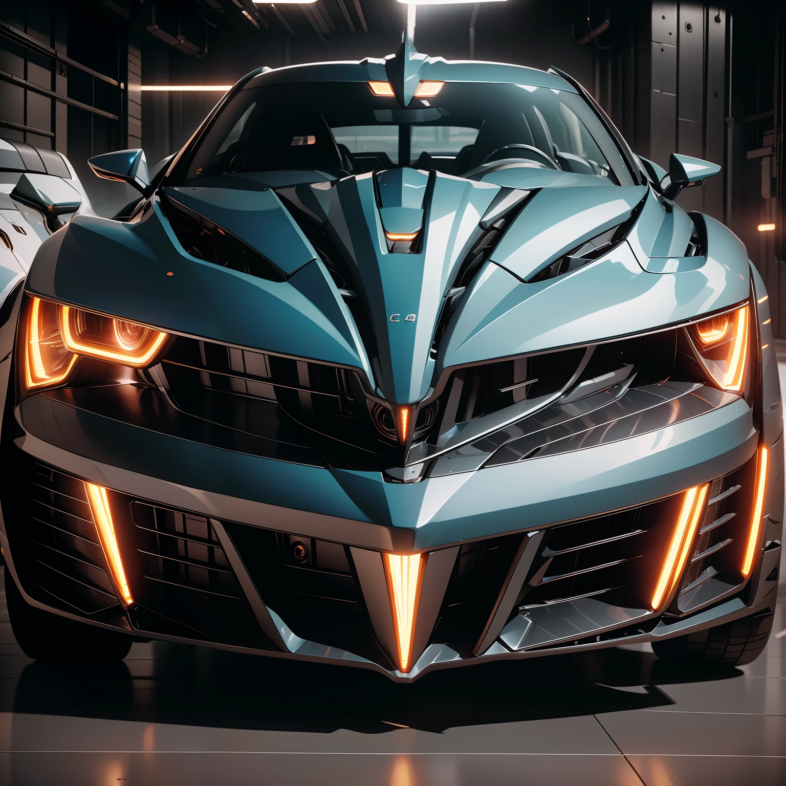 A sports car,Mecha combat vehicle,Background cyberpunk,Best picture quality,High chiaroscuro,Cinematic texture,C4D render,Sharpen 1.4,Strong realism,The metal material is real,High detail and ultra-high image quality1.5,16K resolution,