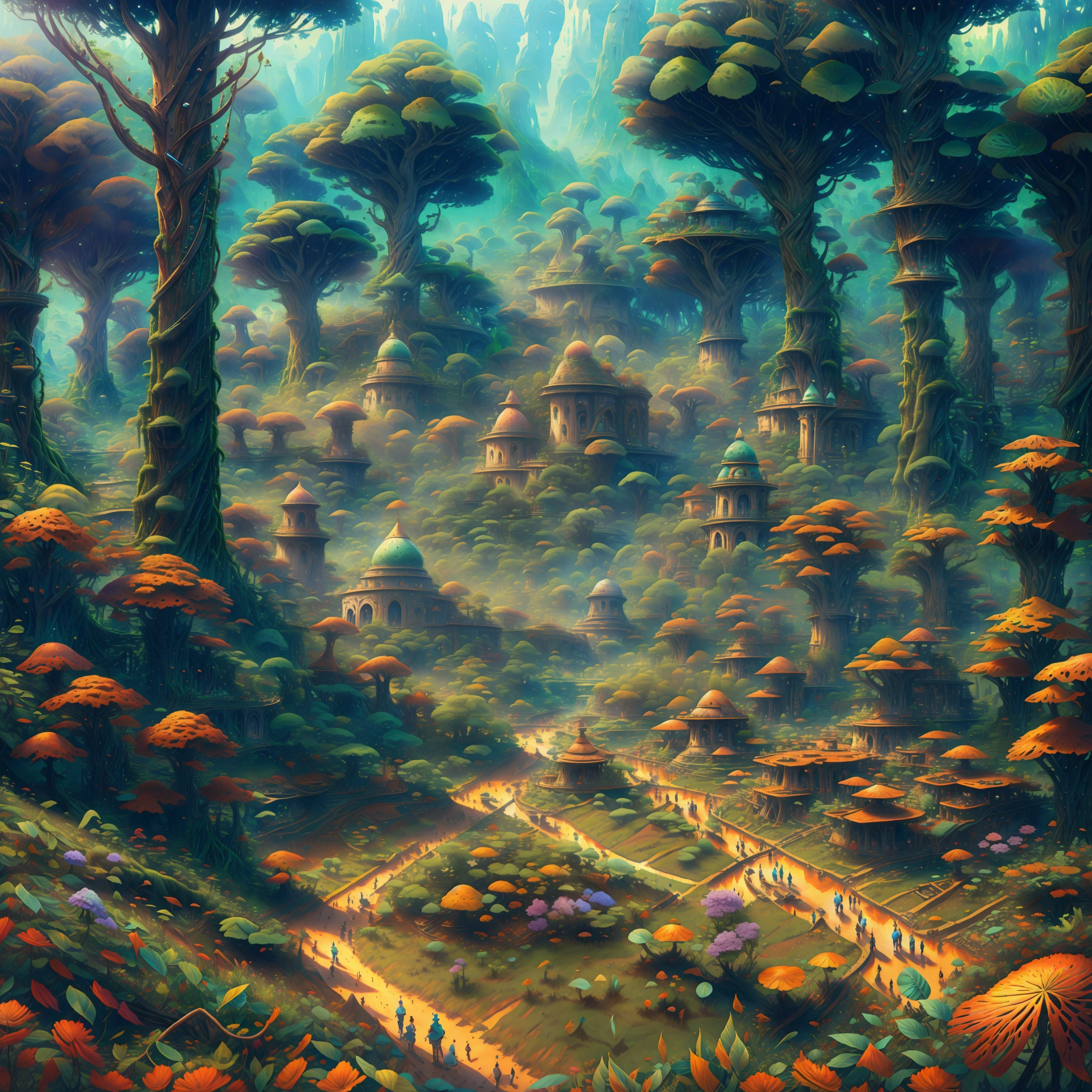 masterpiece, best quality, high quality, extremely detailed CG unity 8k wallpaper, The vast and quiet magical forest stretches to the horizon, with dense green trees grouped in deep harmony, as the fresh breeze whispers through their leaves, creating a stunning and peaceful landscape vista photography by Carr Clifton & Galen Rowell, 16K resolution, Landscape veduta photo by Dustin Lefevre & tdraw, 8k resolution, detailed landscape painting by Ivan Shishkin, DeviantArt, Flickr, rendered in Enscape, Miyazaki, Nausicaa Ghibli, Breath of The Wild, Bokeh, Depth of Field, HDR, bloom, Chromatic Aberration ,Photorealistic,extremely detailed, trending on artstation, trending on CGsociety, Intricate, High Detail, dramatic, art by midjourney
