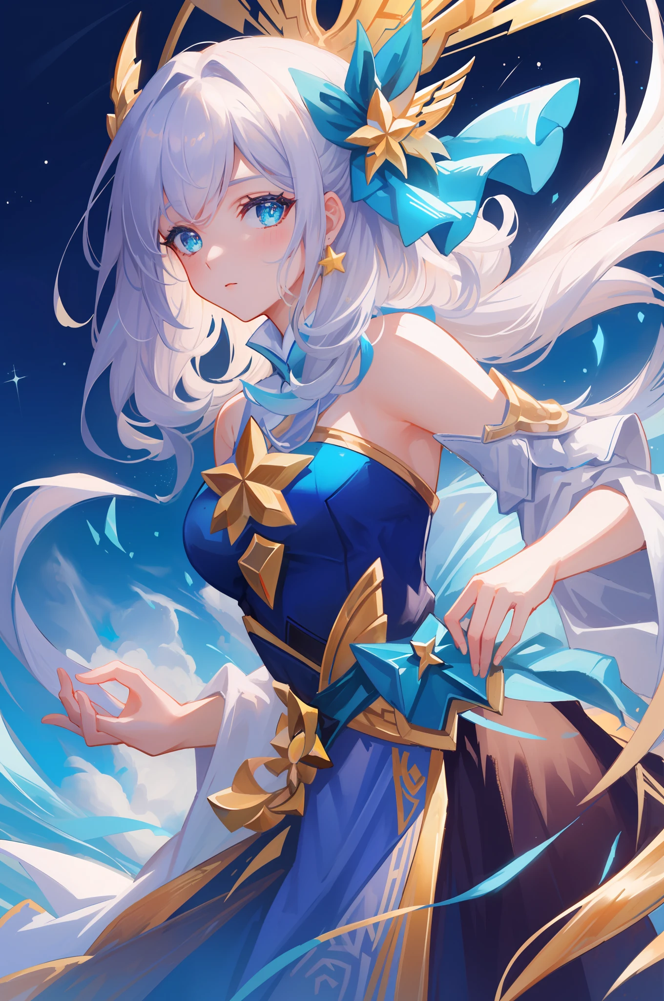 (masterpiece, best quality),  intricate details, 8k, artstation, sharp focus, 1girl, star guardian, league of legends, (tropical color theme)