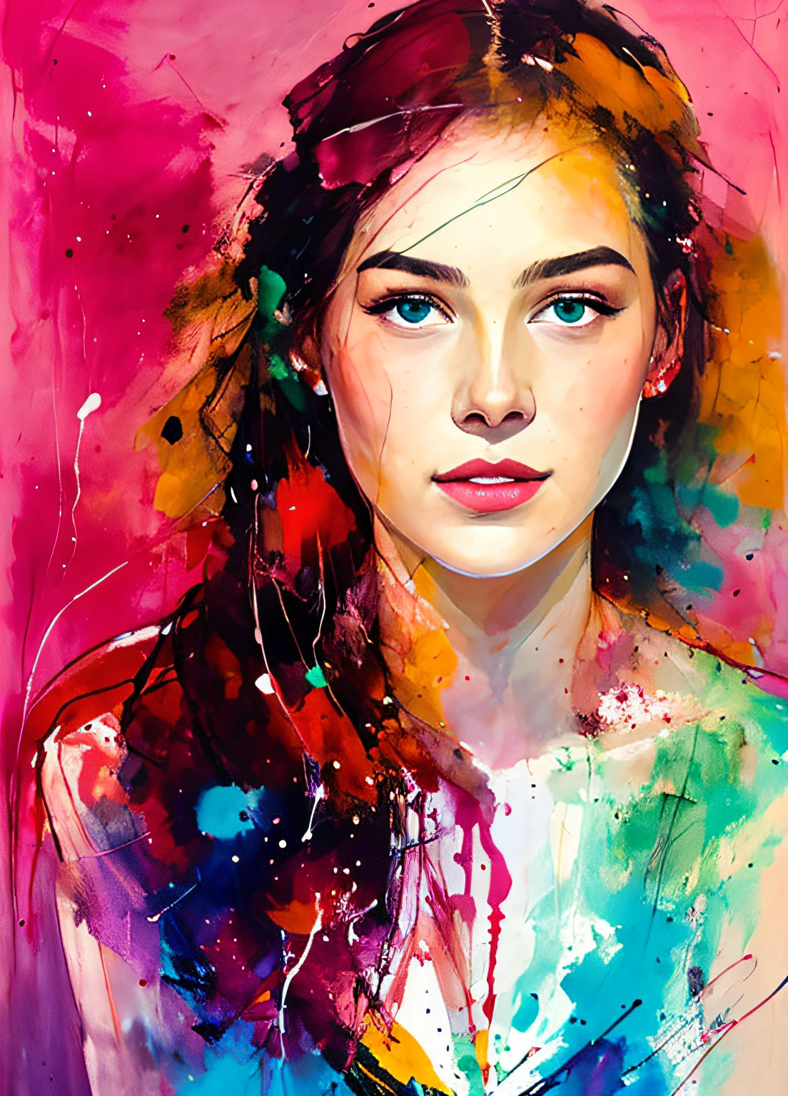 a painting by mse a woman by agnes cecile, luminous design, pastel colours, ink drips, autumn lights