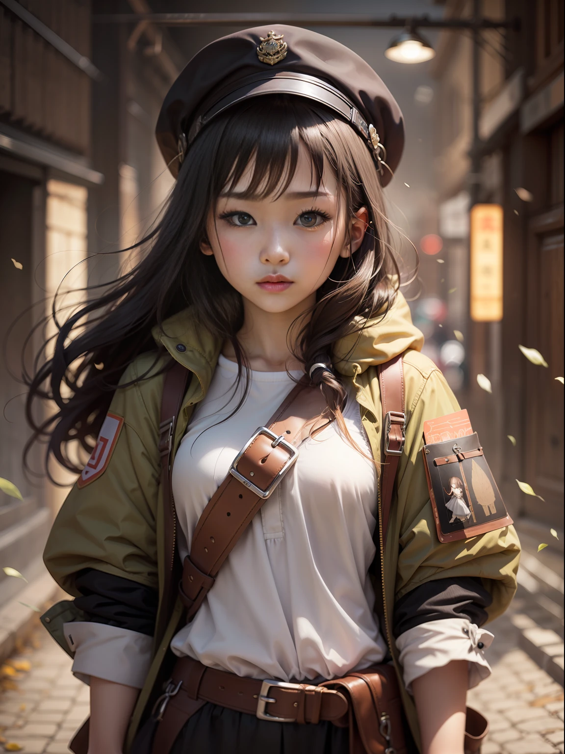 It depicts a young girl who bravely faces difficulties.。