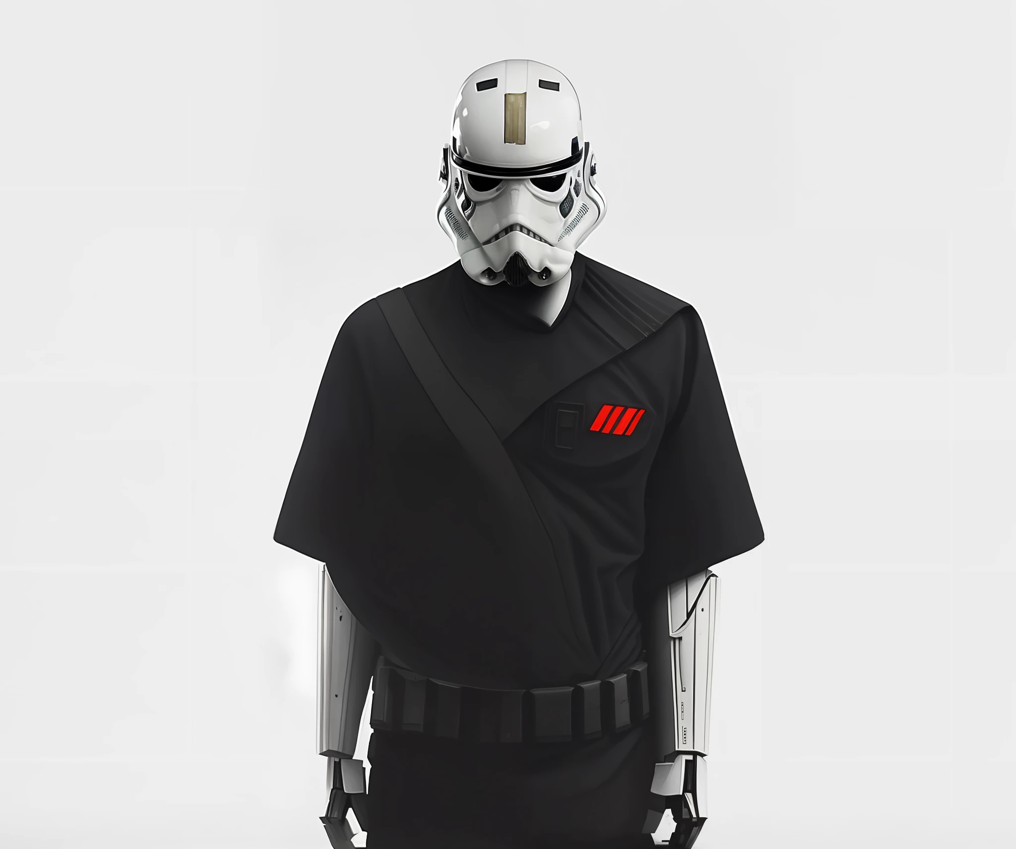 (en) A stunning and ultra-detailed image of a Stormtrooper from Star Wars, perfectly capturing the iconic look of the white-armored soldiers in the Empire's army. High-quality materials and lighting bring out every detail in the uniform and weapon, with a dynamic pose and angle that makes the character feel truly life-like. The backdrop is ominous, with a hint of the vast and imposing architecture of the Empire, but with an air of mystery that sparks the imagination.