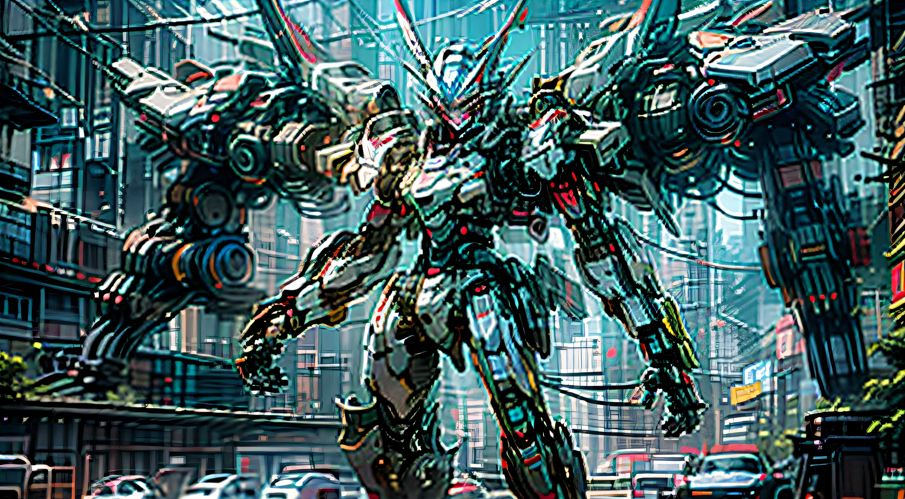((Best quality)), ((masterpiece)), (highly detailed:1.3), 3D, beautiful, (cyberpunk:1.2), in space, nebula, holding_weapon, laser, (1Female mecha:1.3), facing the audience, Glowing eyes, full body, (flying, swooping down, dynamic, motion blur: 1.4), (huge mech wings: 1.6), looking up, glowing_eyes, mecha, panorama, background is earth, nebula, space, particles, Reality, HDR (High Dynamic Range), Ray Tracing, NVIDIA RTX, Super Resolution, Unreal 5, Subsurface Scattering, PBR Textures, Post Processing, Anisotropic Filtering, Depth of Field, Maximum Clarity and Clarity, Multilayer Textures, Albedo and Specular maps, Surface shading, accurate simulation of light-material interaction, perfect proportions, Octane Render, two-tone lighting, large aperture, low ISO, white balance, rule of thirds, 8K RAW, efficient sub-pixel, sub-pixel volume product,