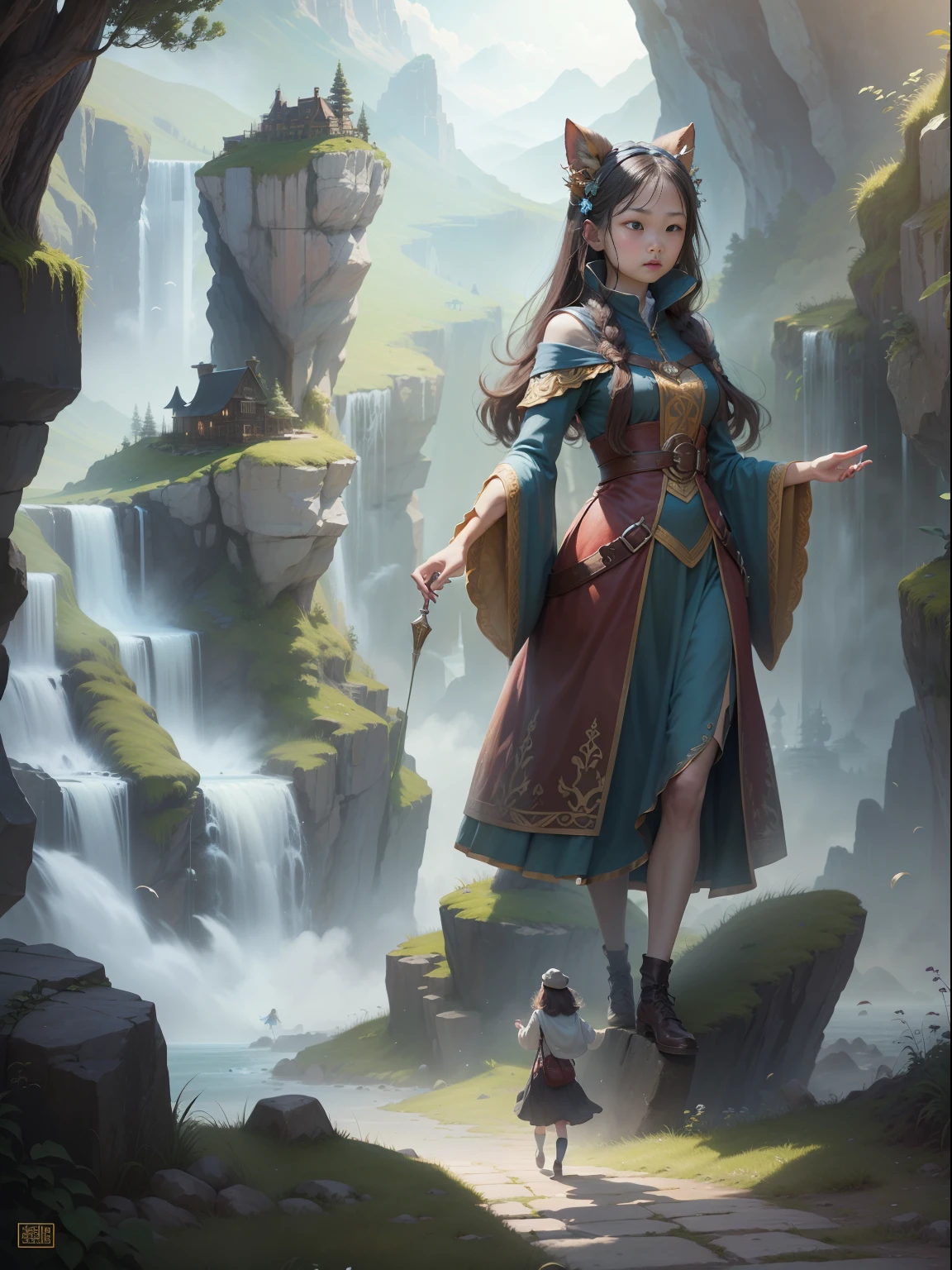 It depicts a young girl returning to the wizard.。
