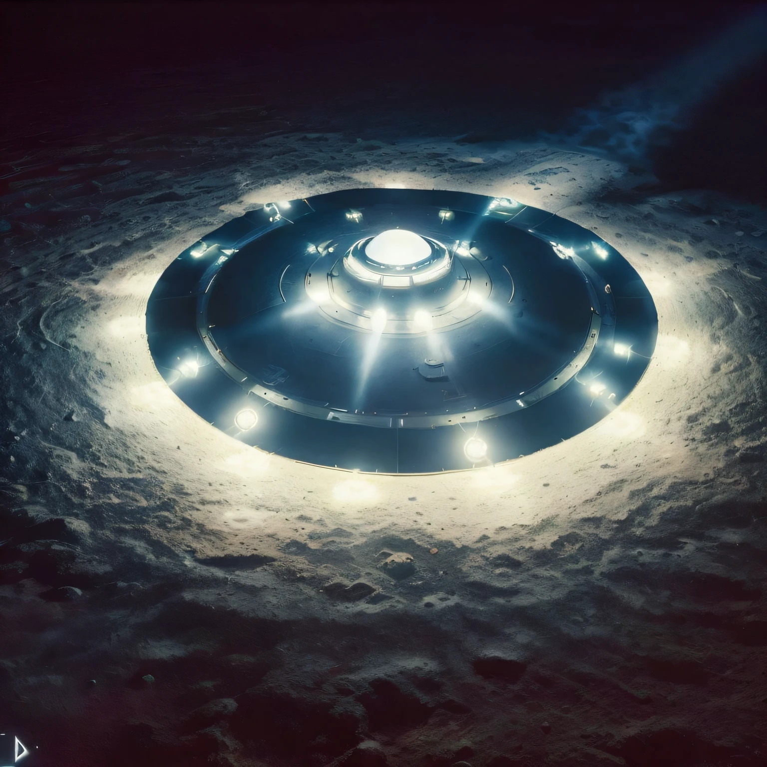 UFO landed on the lunar surface, imagem de alta qualidade em detalhes, 8k