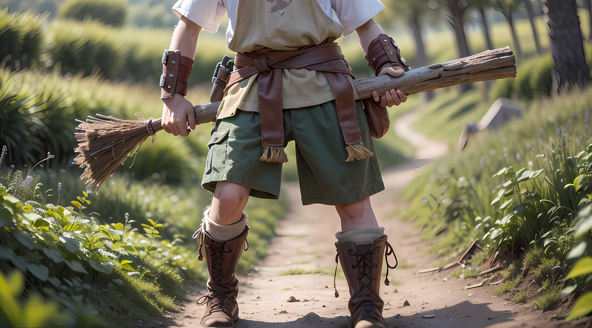 Spartan child 7 years old, 490 A.C, botas de couro, holding a wood piece, treinando em um boneco de madeira , in spartan training camp in ancient greece, Altamente realista, Ultra resolution 8K, antialiasing, intrincado, photographic masterpiece