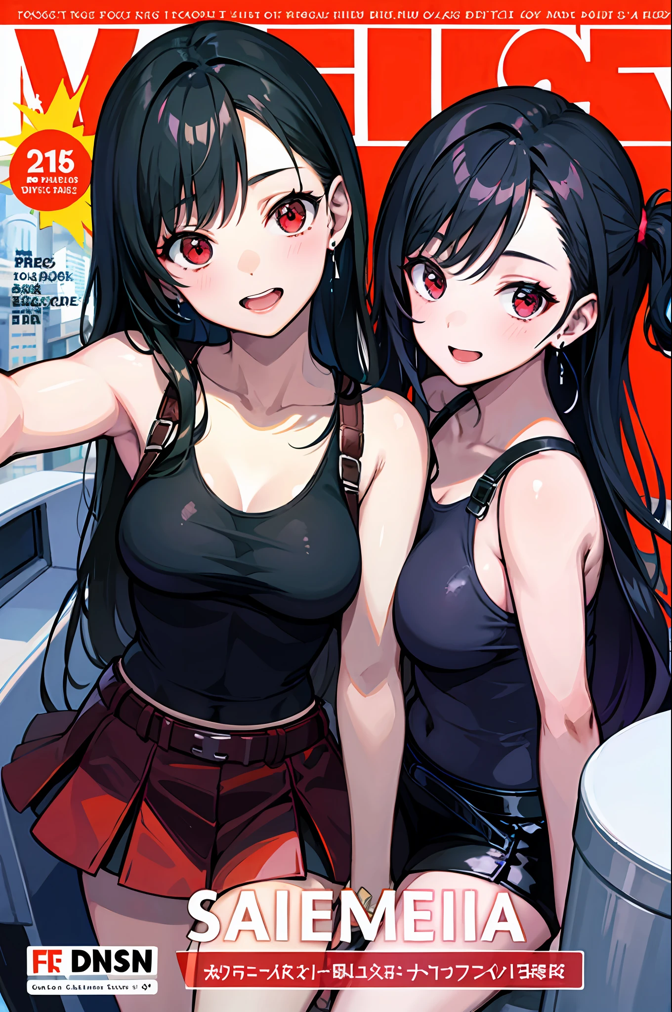 comic cover，twogirls，selfee，ff Tifa