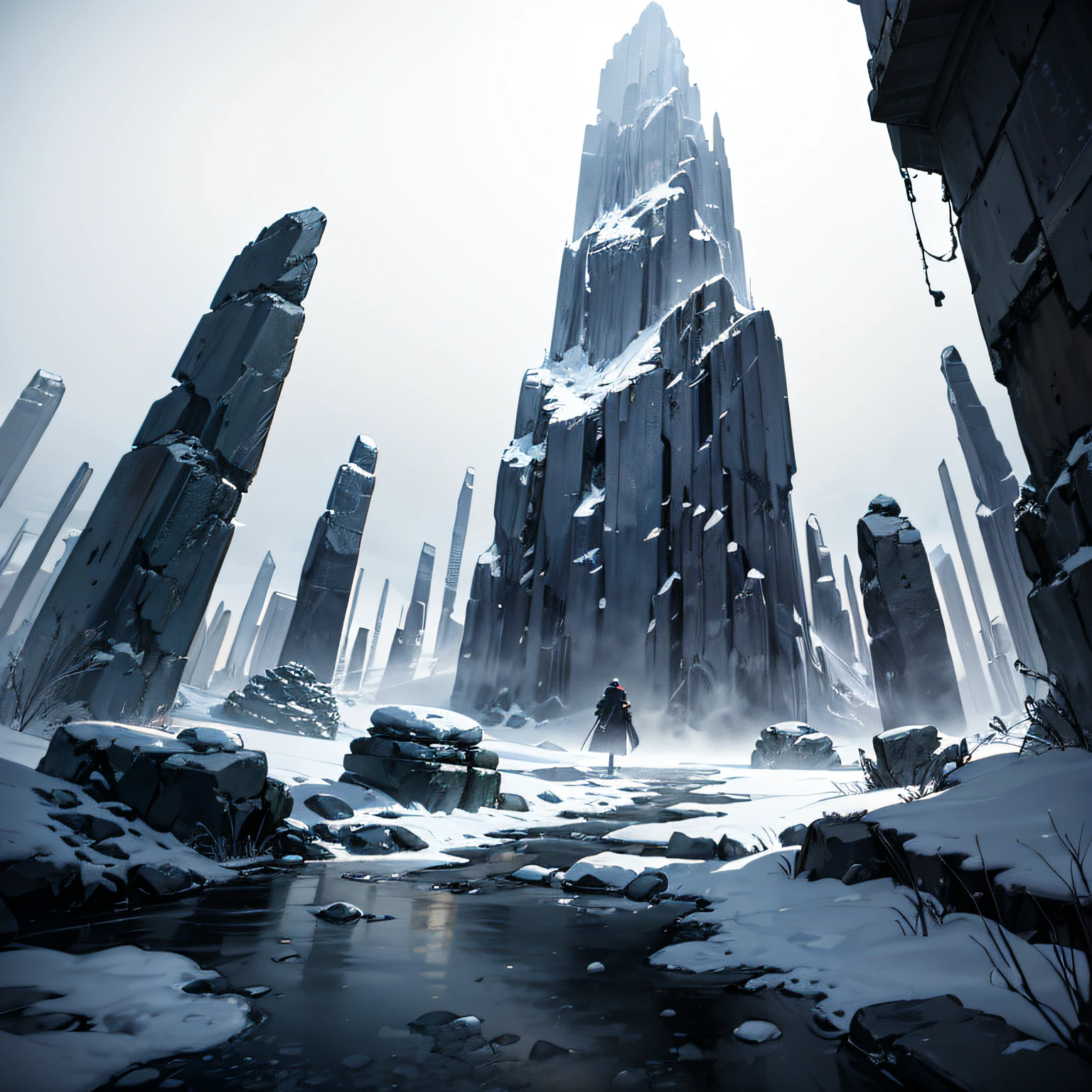 scenery, magic forest, floating rocks, night, cold, super cold, RPG style, manga style, atmospheric perspective, 8k, super detail, ccurate, best quality --auto