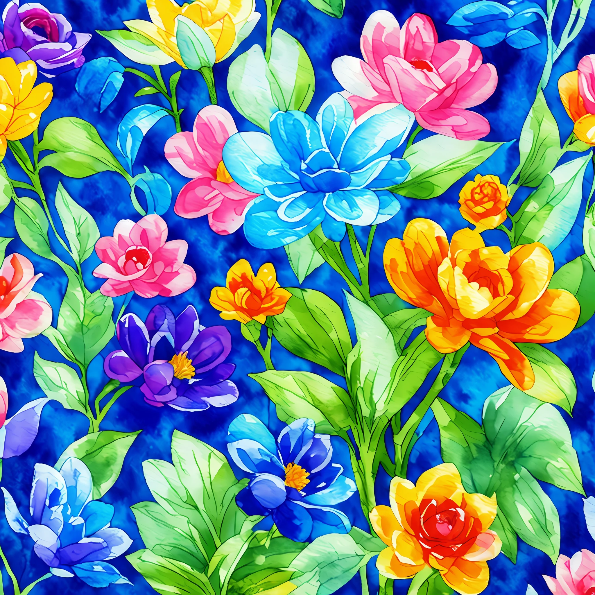 watercolor, flower, blue and orange, beautiful, 1:1, watercolor style, flower and leaf patterns, wet in wet technique, mute, indigo, fabric design, flat illustration, highly detailed cleaning, vector image, masterpiece, professional, isometric, bright vector, black background, dry brush, brushstrokes, painted on canvas, by J.M.W. Turner. expressive marks.
