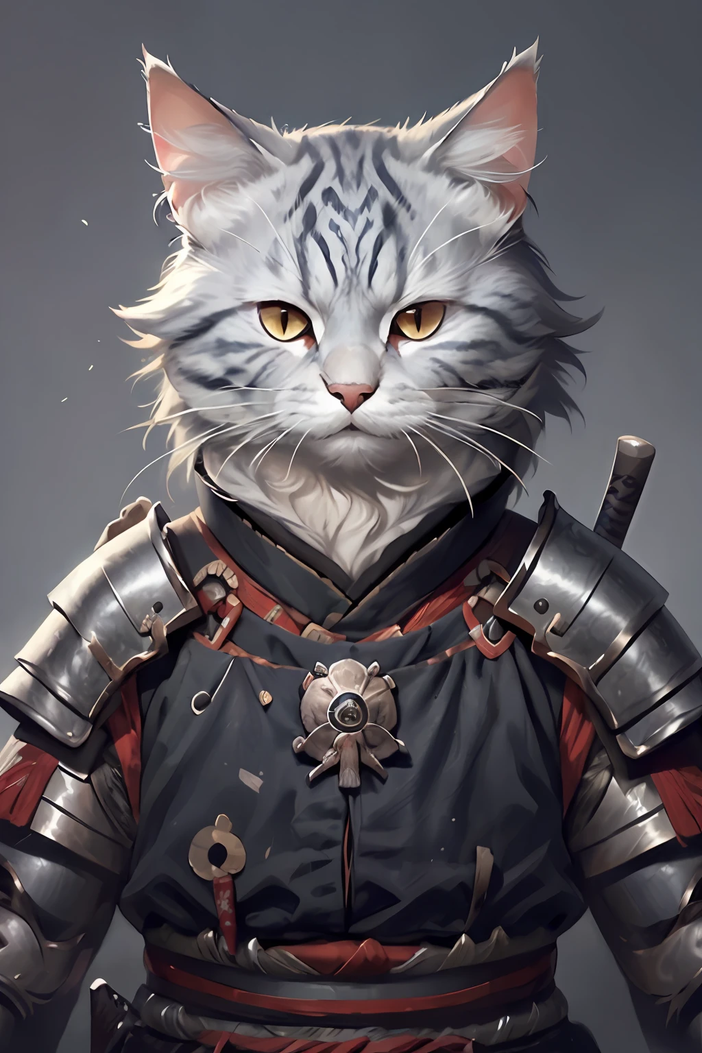 C4ttitude grey, wearing samurai