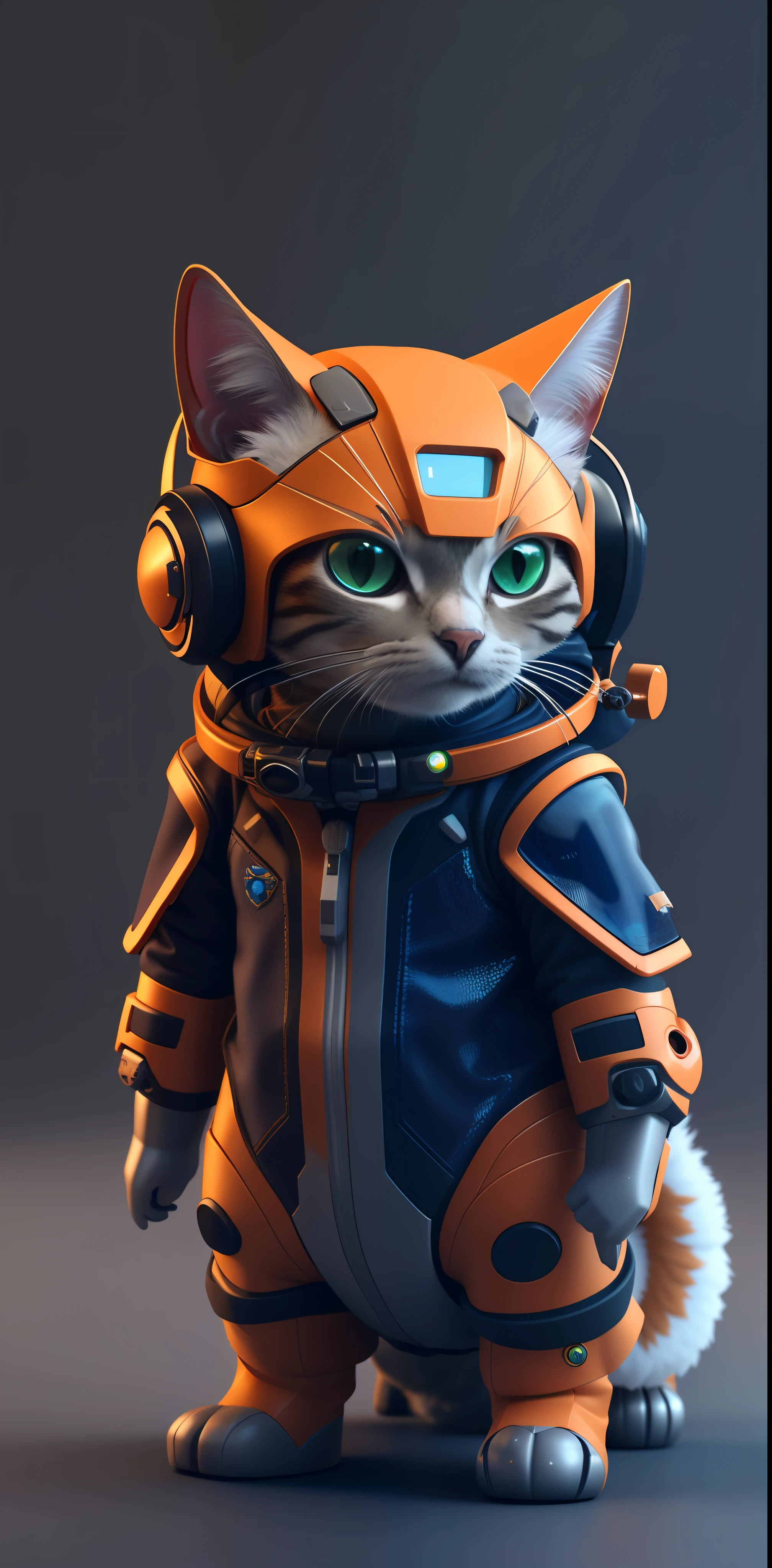 there is a cat in a space suit with a helmet on, cyborg kitten, cute 3 d render, rendered in redshift, 3 d render stylized, cyberpunk cat, scifi character render, scifi character, stylized 3d render, stylized as a 3d render, 3 d render character art 8 k, cgsociety 8k, cgsociety 8k