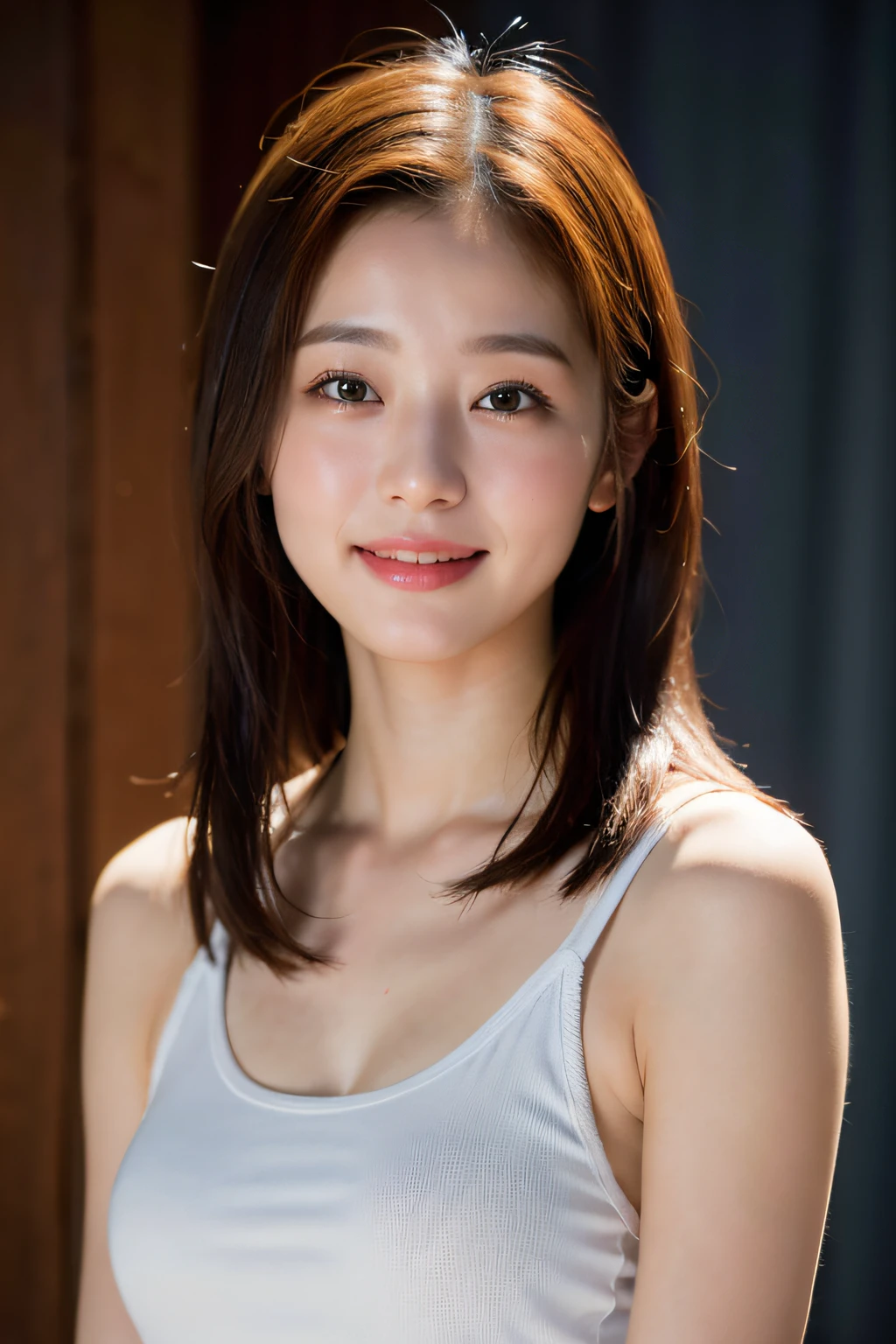 (8k, RAW photo, best quality, masterpiece:1.2), High detail RAW color photo, professional photograph, (realistic, photo realistic:1.37), cinematic light, 1girl,smile