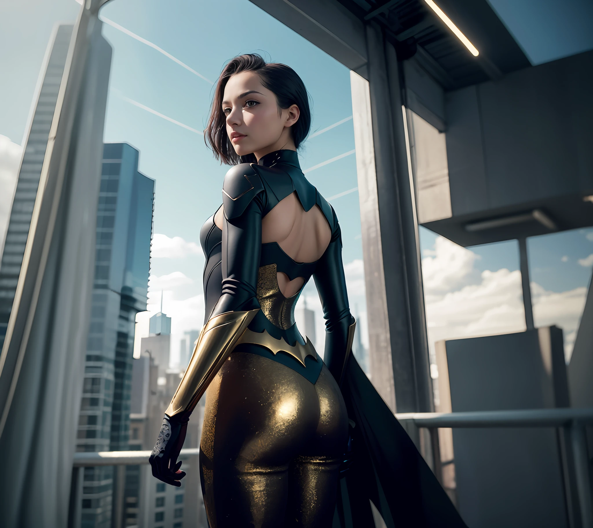 batman cosplaying menina em uma roupa dourada brilhante e capa, Cassandra Cain em Cetim, Ross Tran 8 K, Anigirl Batman, Cassandra Caim, Wojtek FUS, CGSetivity 8K, CGSetivity 8K, CGSetalidade 8K, octane trending on cgsociety, trending in cgsociety, cgsociedade inspirada, trending on artstation 4k