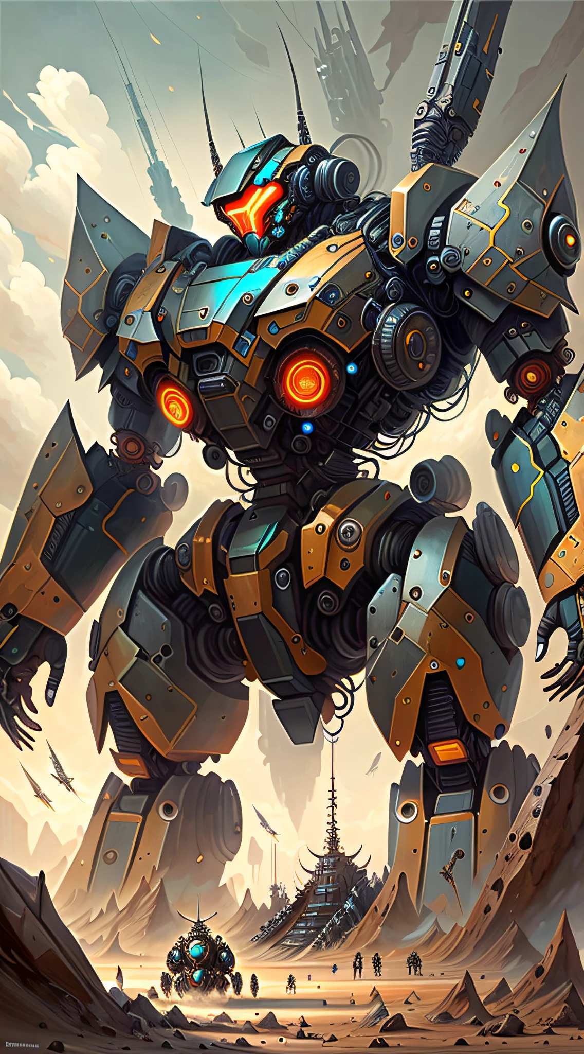 Super huge humanoid mech，Huge mech，A mechanical，Futuristic，sci-fy，masterpaintings，4K