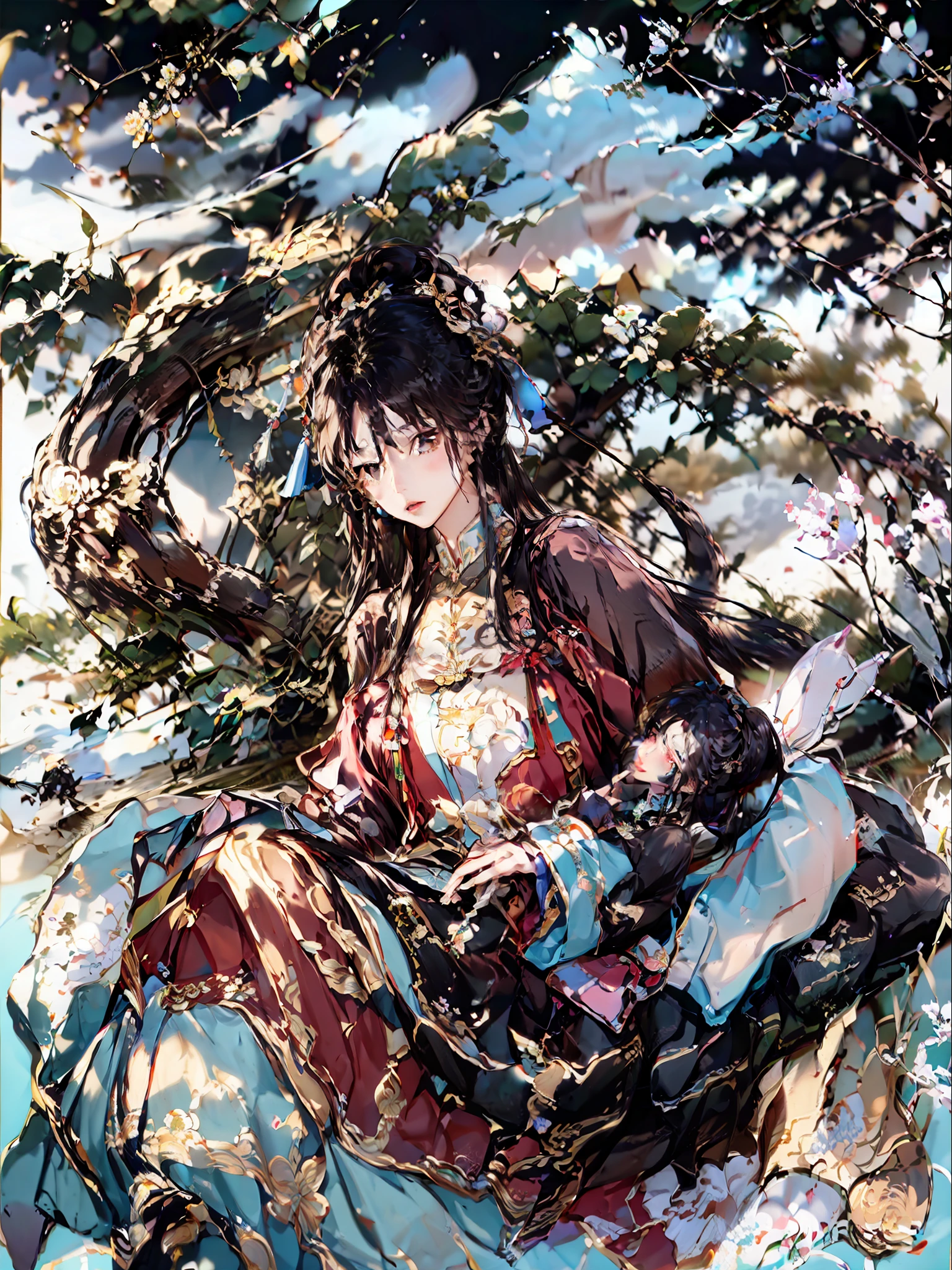 there is a woman laying in the water with many fish, inspired by Yanjun Cheng, realistic. cheng yi, by Ye Xin, by Yanjun Cheng, by Zhou Wenjing, artwork in the style of guweiz, by Yang J, by Liang Kai, by Chen Lin, by Li Song, by Yan Liben, by Wen Zhenheng