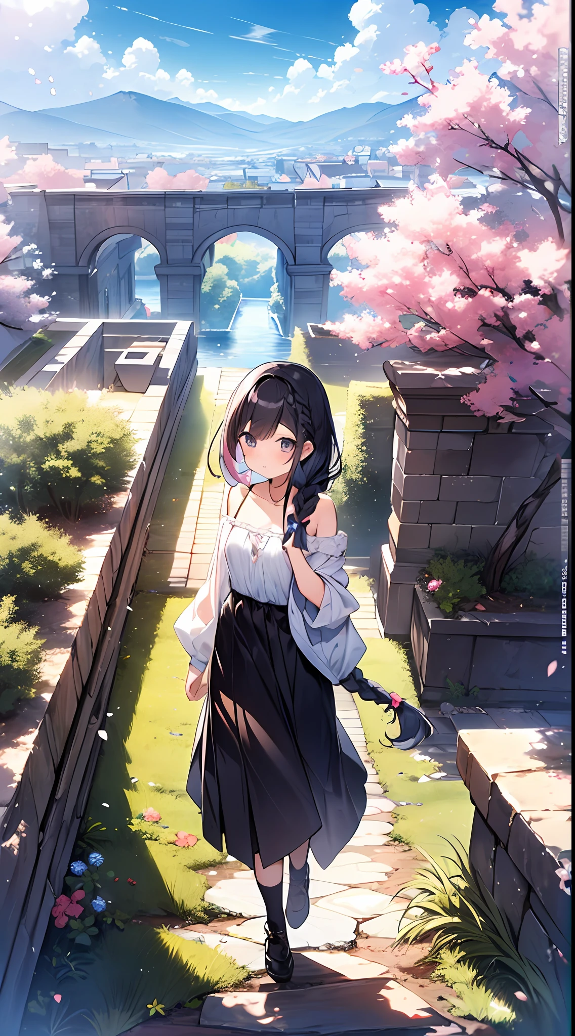 (incredibly absurdres absolutely resolution: 1.5), highest quality, masterpiece, ultra high resolution, 8k, (multiple girls), (gorgeous dresses with many gorgeous and colorful decorations) BREAK shoujo manga style, (), soft line drawing, digital enhancement, shojo manga touch, environmental change scenes, shojo manga core, ( Hair length to the shoulders))), (((short braid))), ancient capital of the West, full body visible angle, entangle, beautiful and aesthetic: 1.5, High quality: 1.3