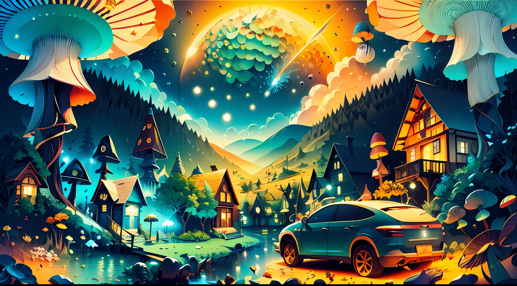 (((masterpiece))),best quality, illustration, earth, water ,fire, wind , space  , paper_cut,