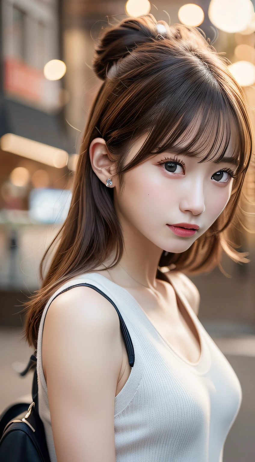 (Raw photo, Best Quality), (Realistic, photoreallistic:1.3), Maste Piece, extreamly delicate and beautiful, Extremely detailed, amazing, finely detail, Light Smile, extremely detailed CG Unity 8k wallpapers, huge filesize, Ultra-detailed, A high resolution, Soft light, Floating Hair NovaFrogStyle)), a beautiful detailed girl, Detailed fingers, very detailed eyes and faces, beautiful detailed nose, Beautiful detailed eyes, long eyelashes, Light on Face, Looking at Viewer, Cute, (Full body:1.3), ((Small breasts)), Realistic face, Realistic body, beautiful detailed thigh, (URZAN-6500-v1.1:0.8),(angry:1.5),女の子1人、japanes、(nights:1.2)、city scape、city light、closed up、 Tokyo Street,Night, Cityscape,City lights ,shigh school uniform