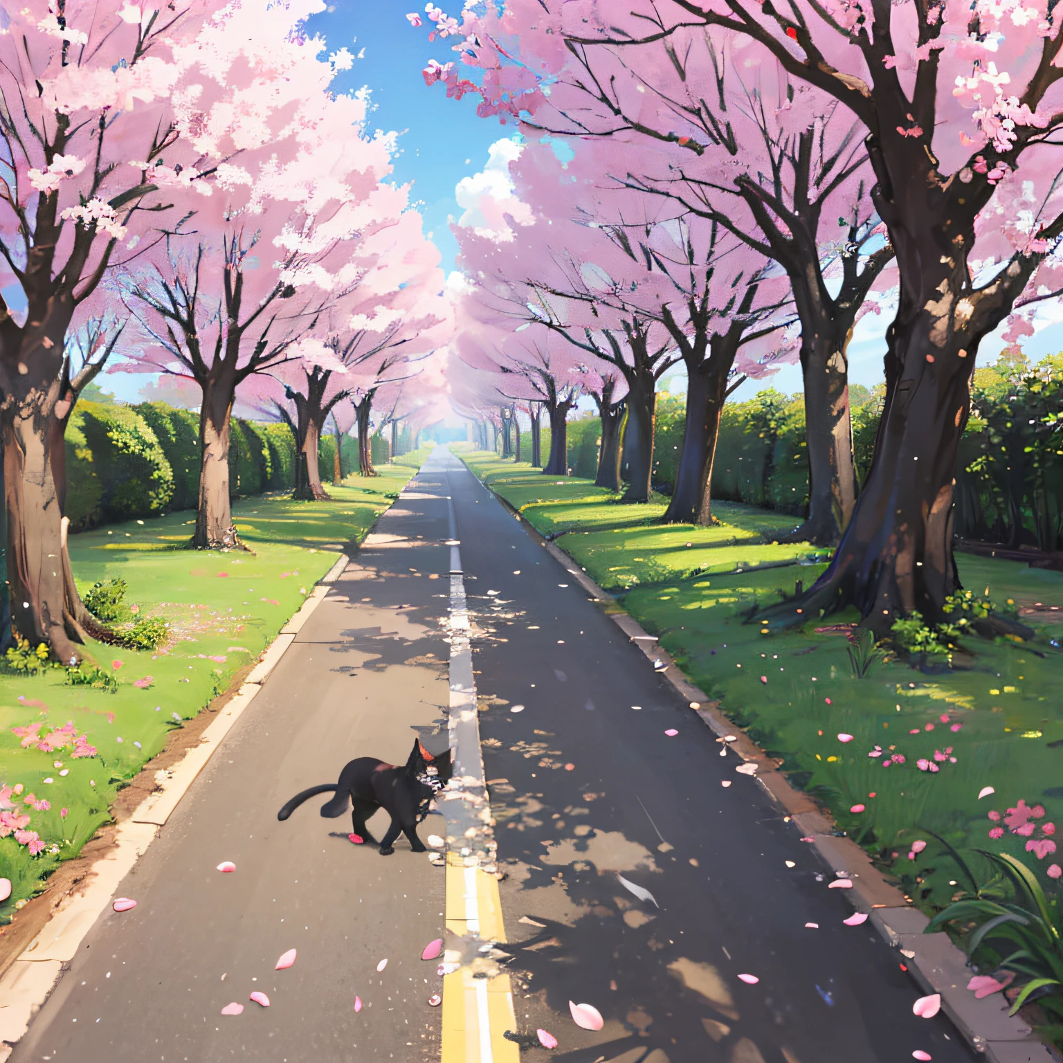 (catss:1.2),A path lined with flourishing cherry blossom trees