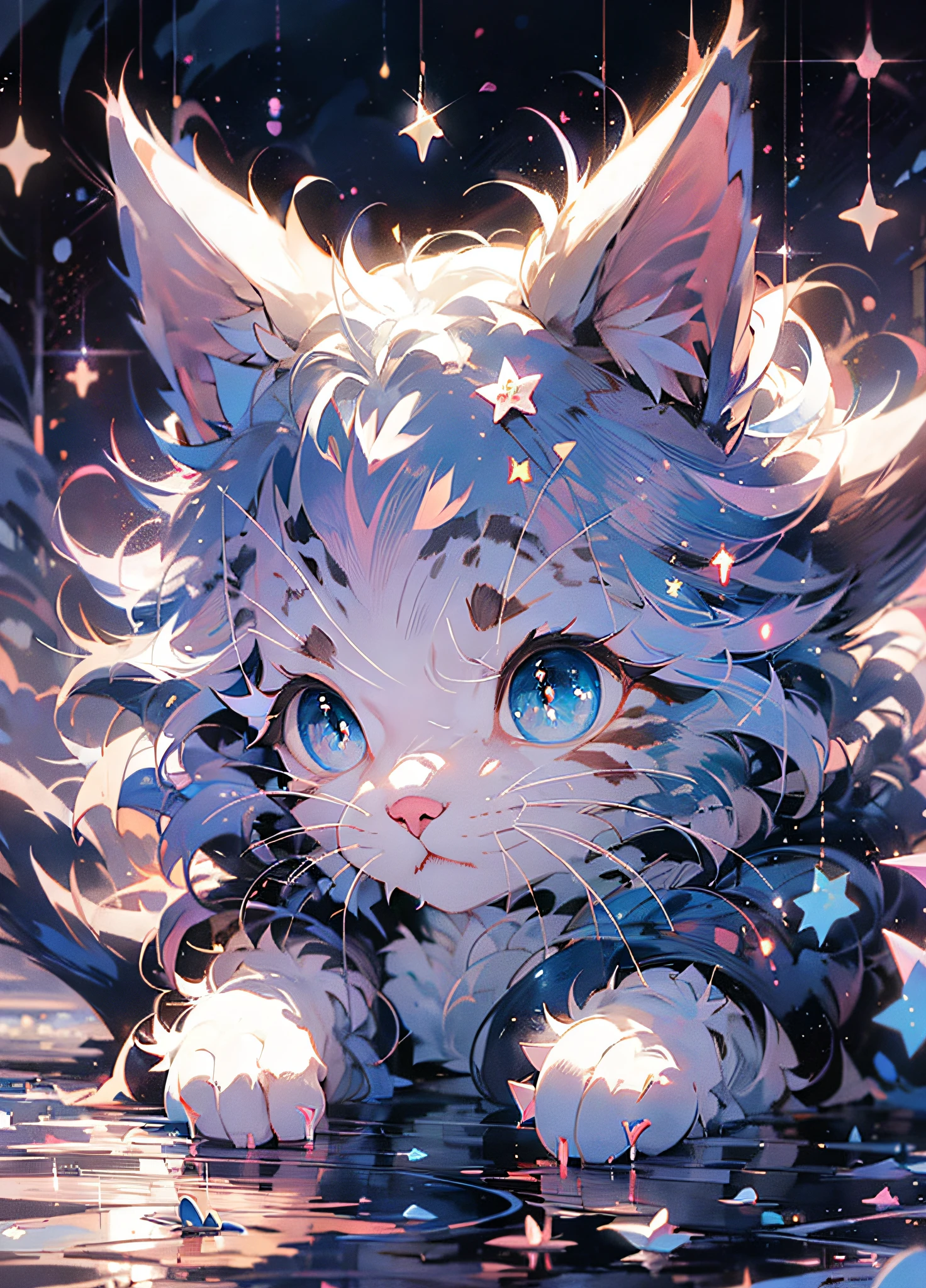 anime cat with blue eyes and stars in the background, anime cat, anime visual of a cute cat, realistic anime cat, cute detailed digital art, anime art wallpaper 4 k, anime art wallpaper 4k, very very beautiful furry art, beautiful anime catgirl, very beautiful anime cat girl, 4 k manga wallpaper, cute anime catgirl, anime art wallpaper 8 k