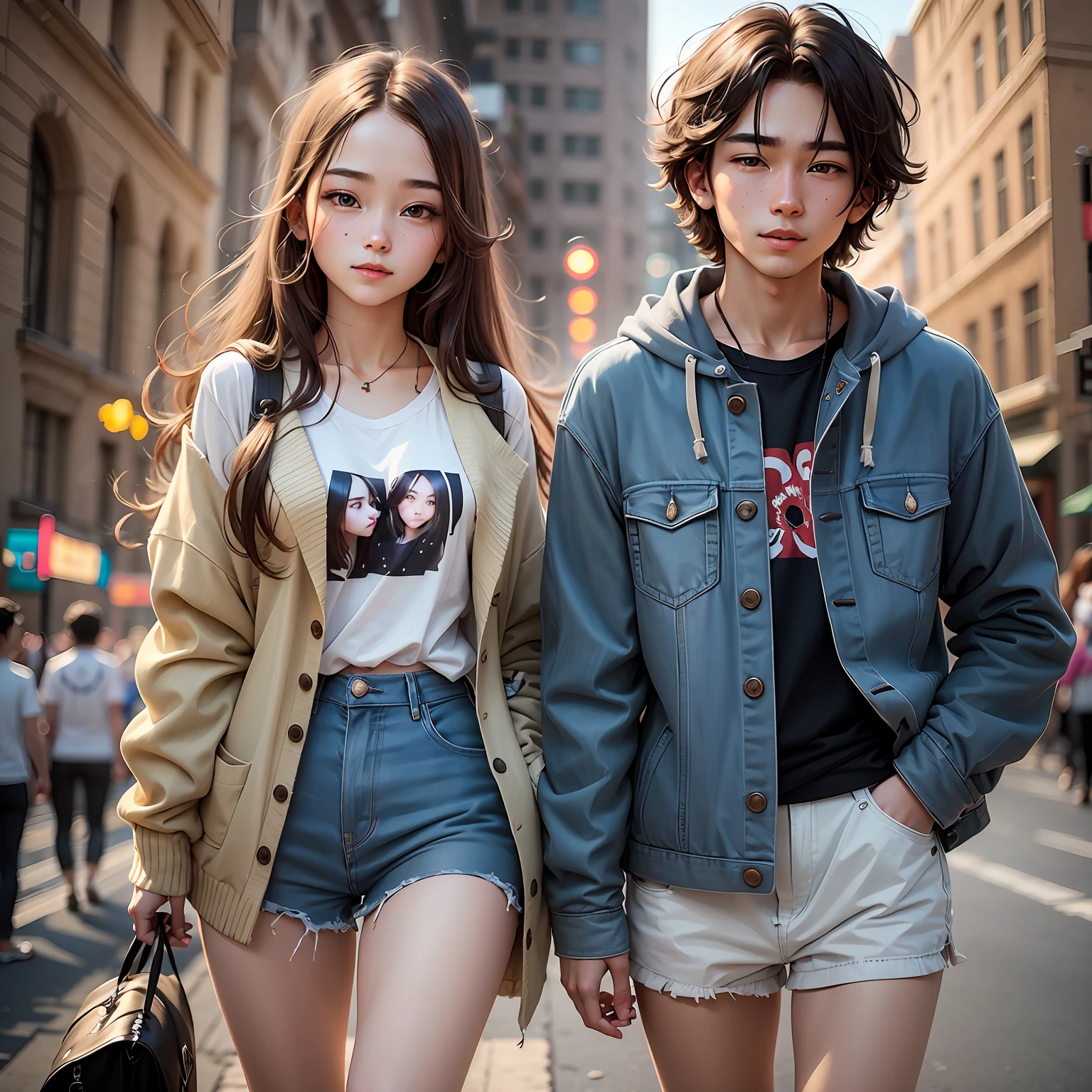 A boy and a girl cute high school student at school,Happy chat --auto