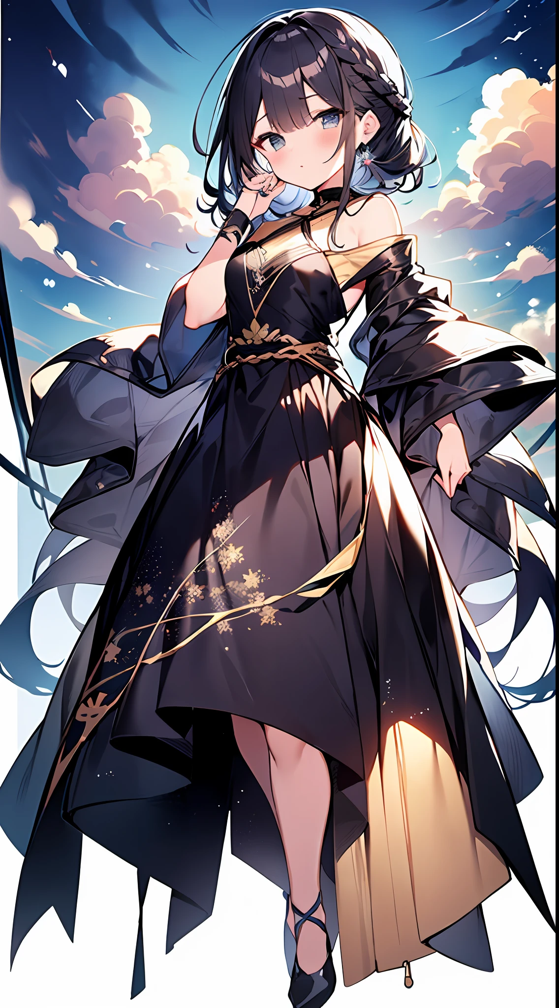 (incredibly absurdres absolutely resolution: 1.5), highest quality, masterpiece, ultra high resolution, 8k, (multiple girls), (gorgeous dresses with many gorgeous and colorful decorations) BREAK shoujo manga style, (loli), soft line drawing, digital enhancement, shojo manga touch, environmental change scenes, shojo manga core, ( Hair length to the shoulders))), (((short braid))), ancient capital of the West, full body visible angle, entangle, beautiful and aesthetic: 1.5, High quality: 1.3