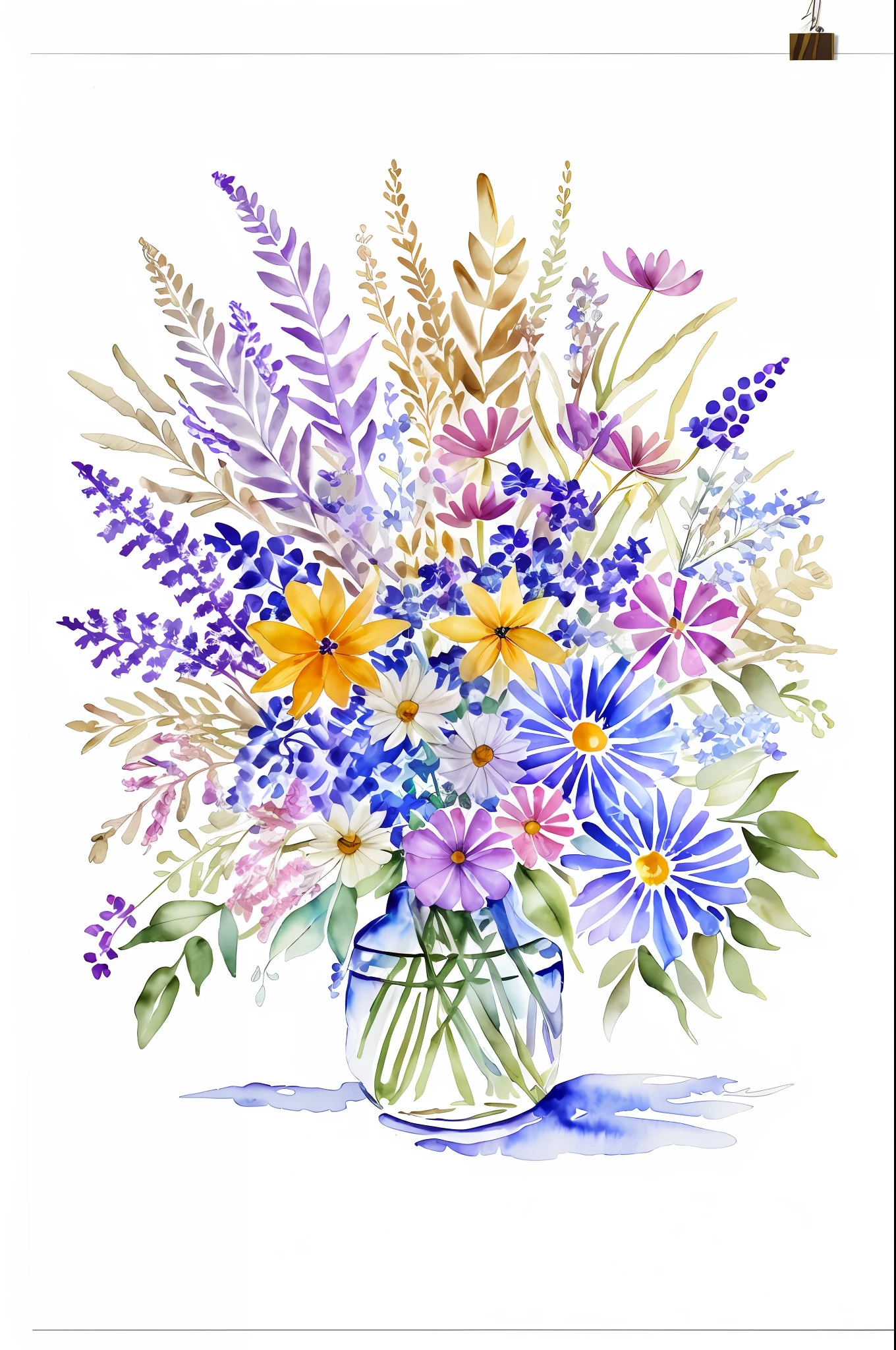 Wild Flowers Art Floral Farmhouse Art, Watercolor Botanical