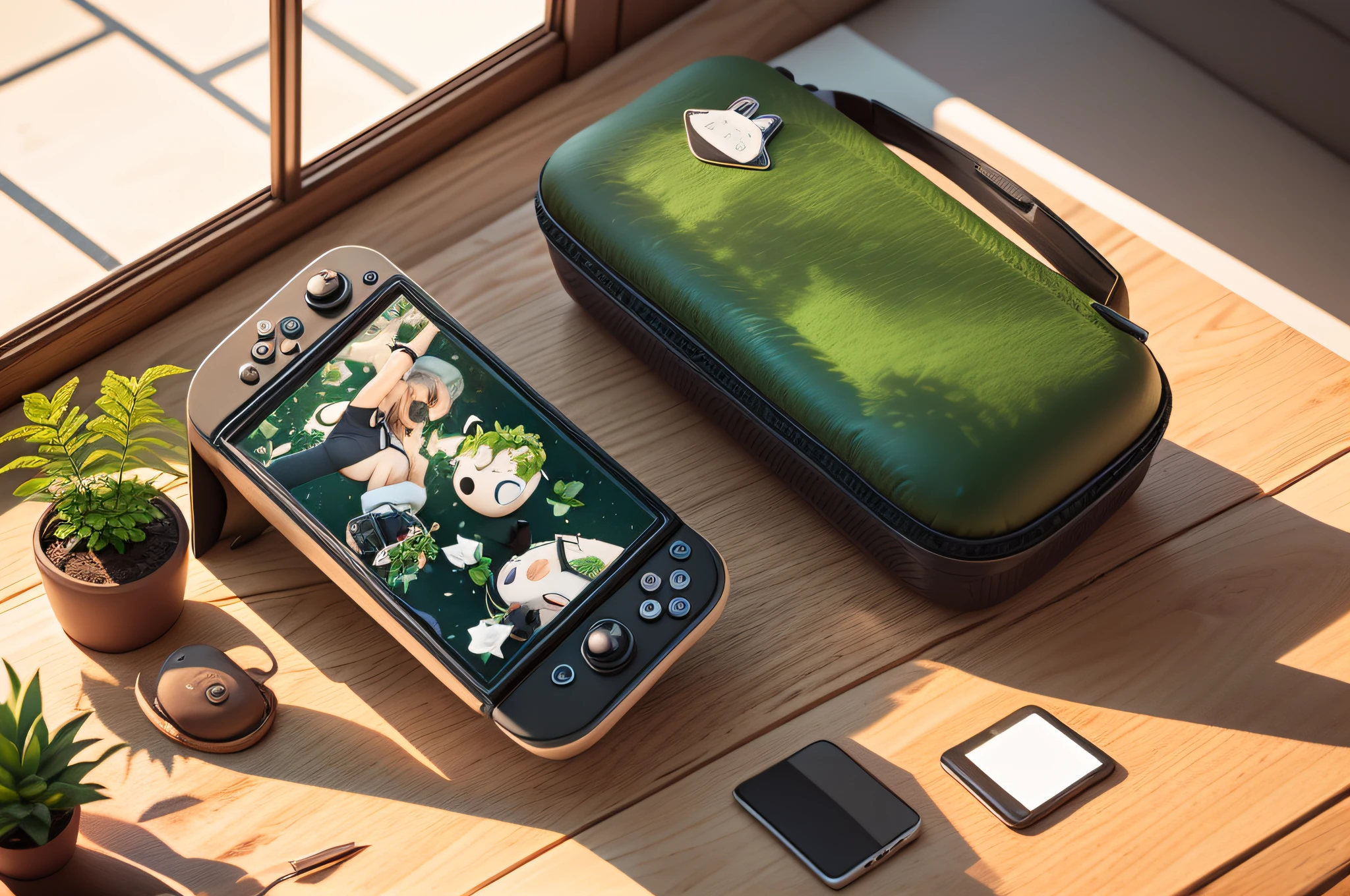 Bright workspace,Dark walnut table top and smooth white legs,Accompanied by verdant potted plants and state-of-the-art laptops,Real-world scenarios,The photograph,shot,ultra high def,